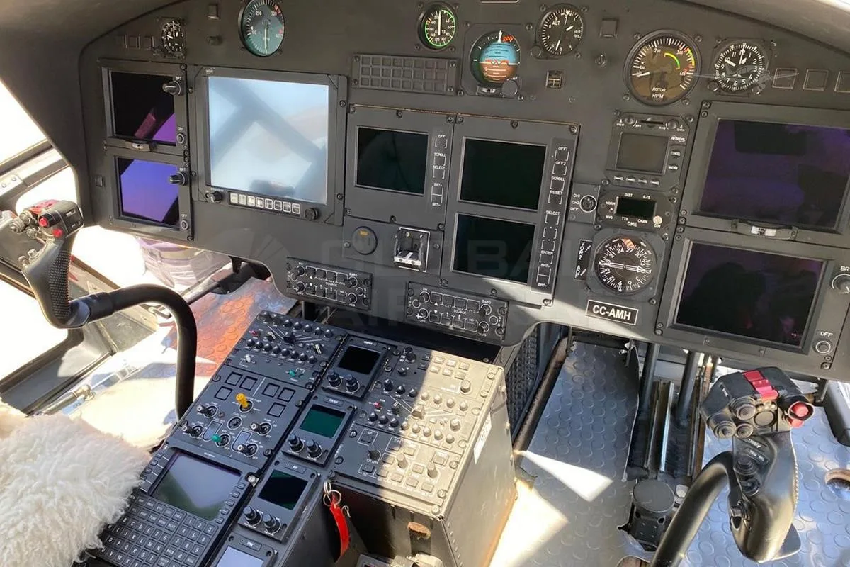 Cockpit and instrument panel of a 2014 AIRBUS H155B1.