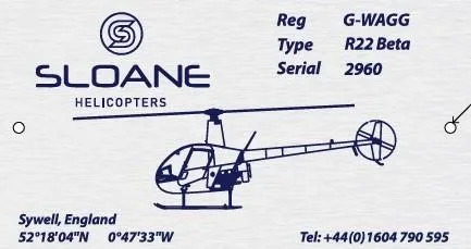 Specification or layout diagram for a 1999 ROBINSON R22 BETA II.