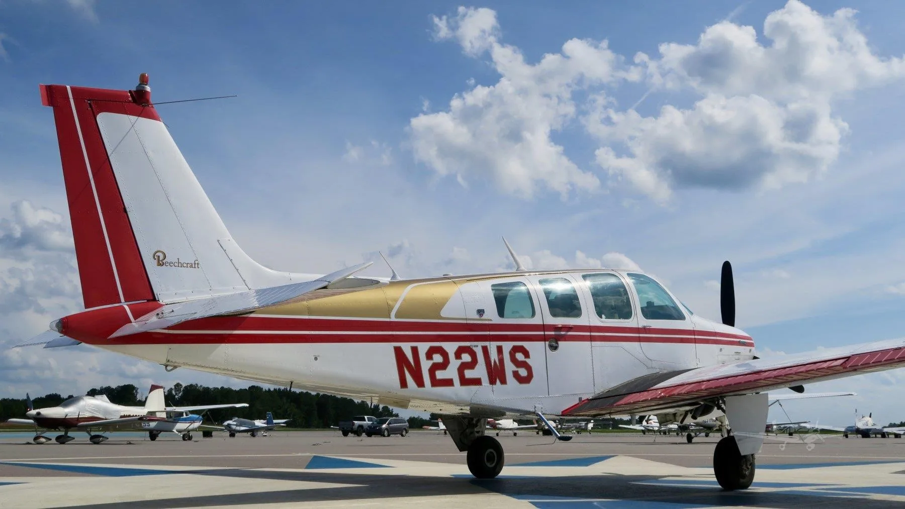 Exterior view of a 1979 BEECHCRAFT A36 BONANZA, N22WS.