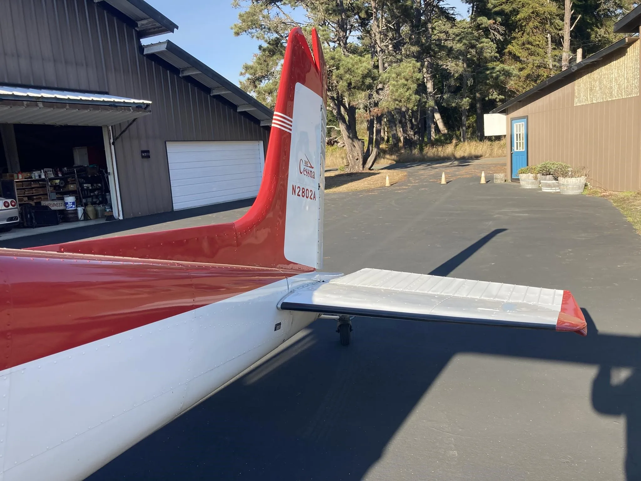 Exterior view of a 1953 CESSNA 180, N2802A.