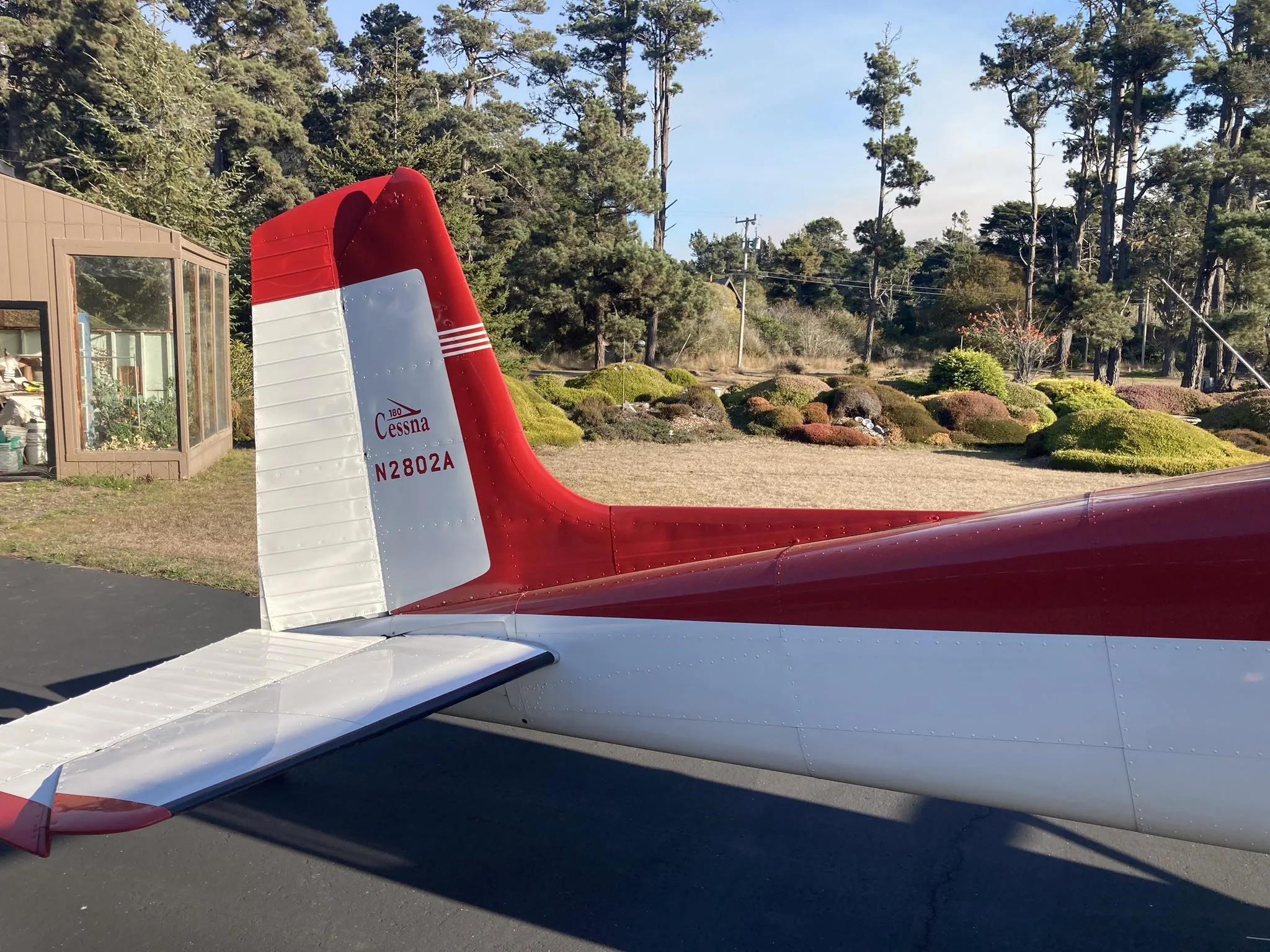Exterior view of a 1953 CESSNA 180, N2802A.