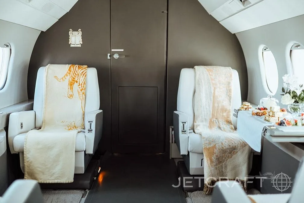 Cabin interior of a 1998 DASSAULT FALCON 2000.