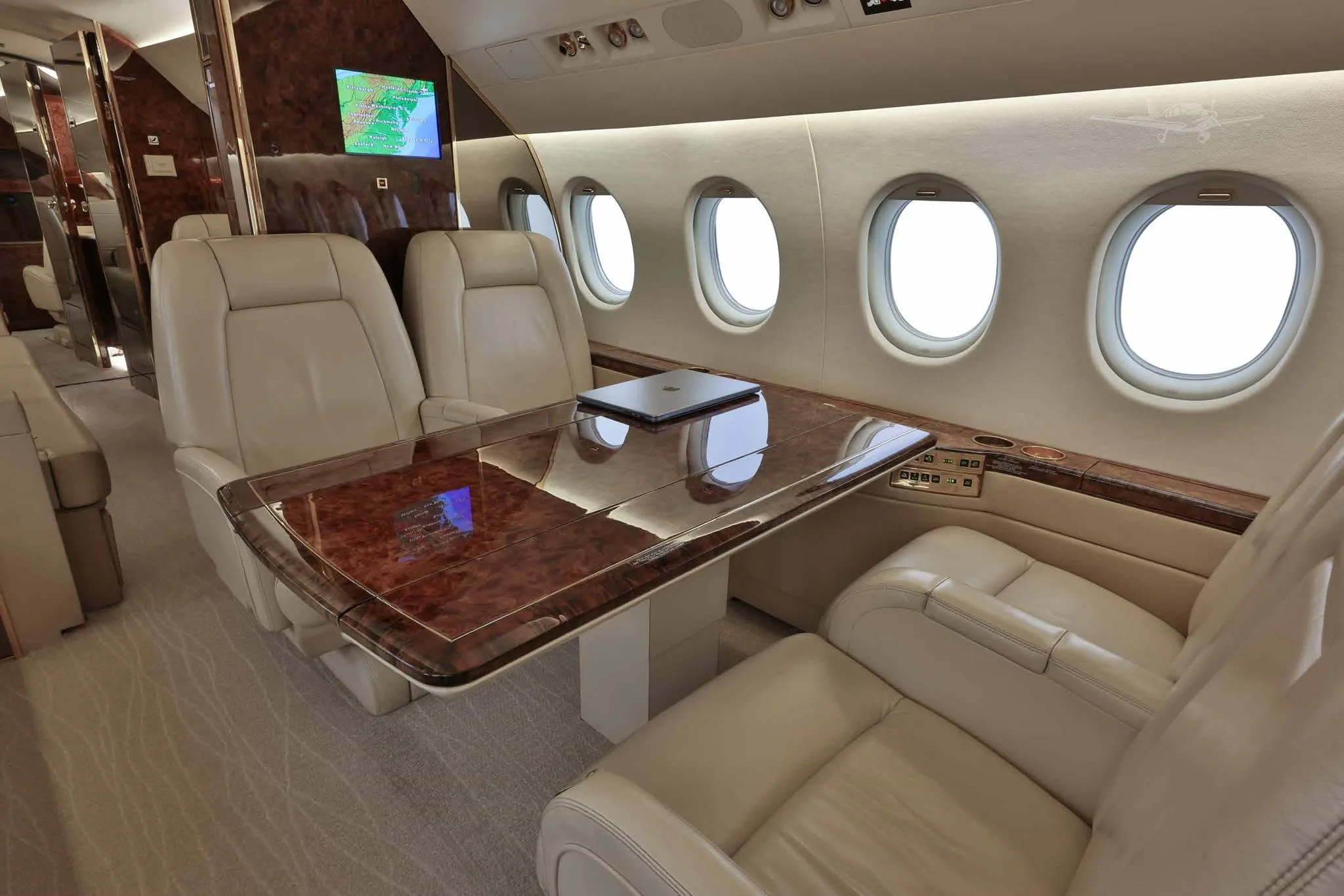 Cabin interior of a 1999 DASSAULT FALCON 900EX.