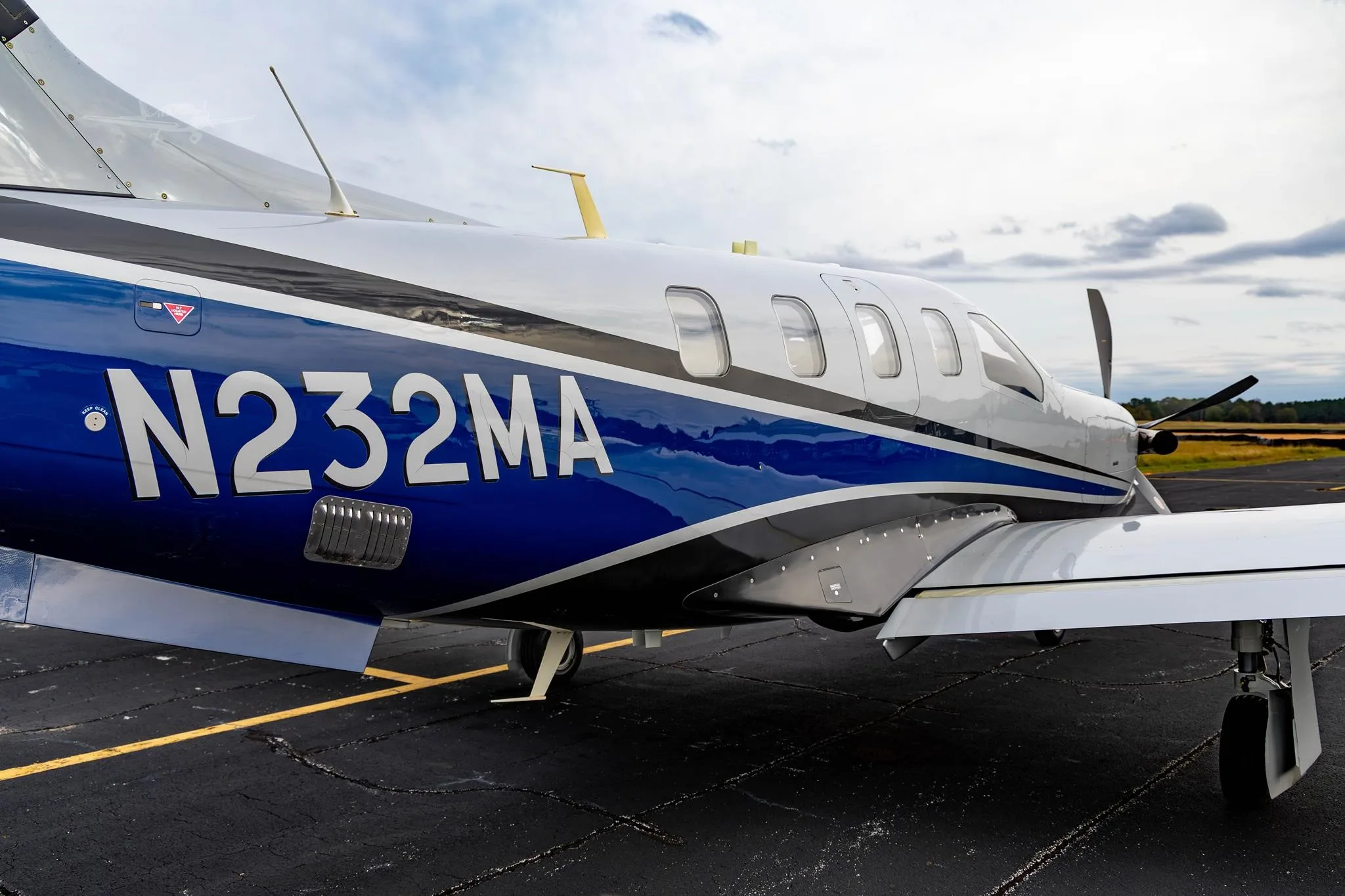 Exterior view of a 2016 DAHER TBM 930, N232MA.