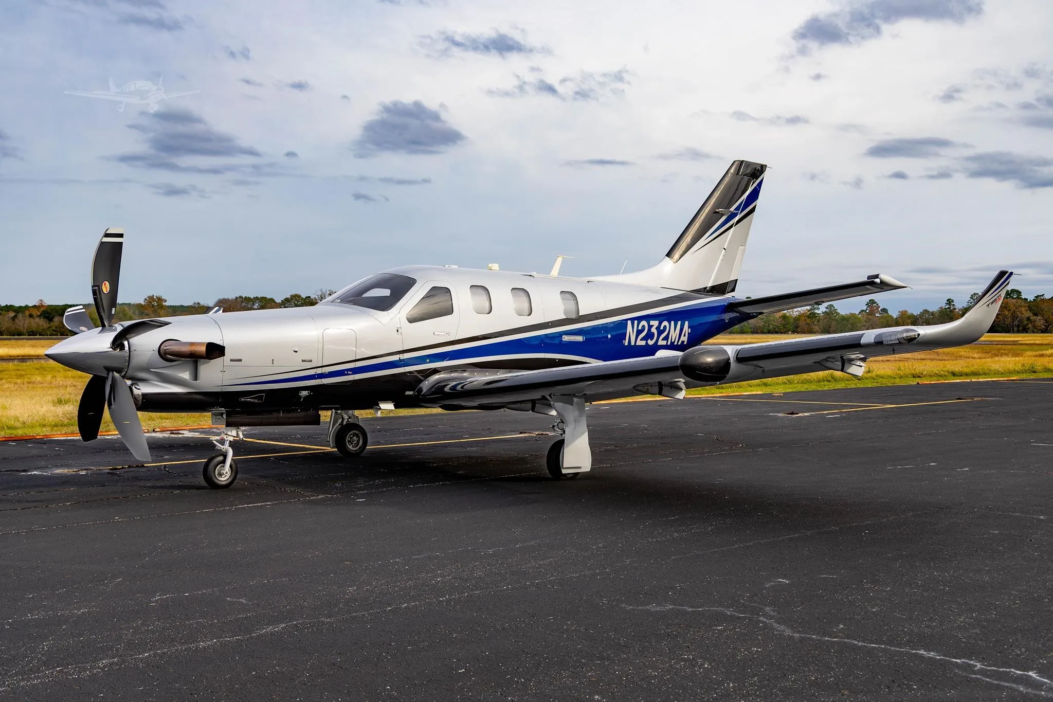 Exterior view of a 2016 DAHER TBM 930, N232MA.