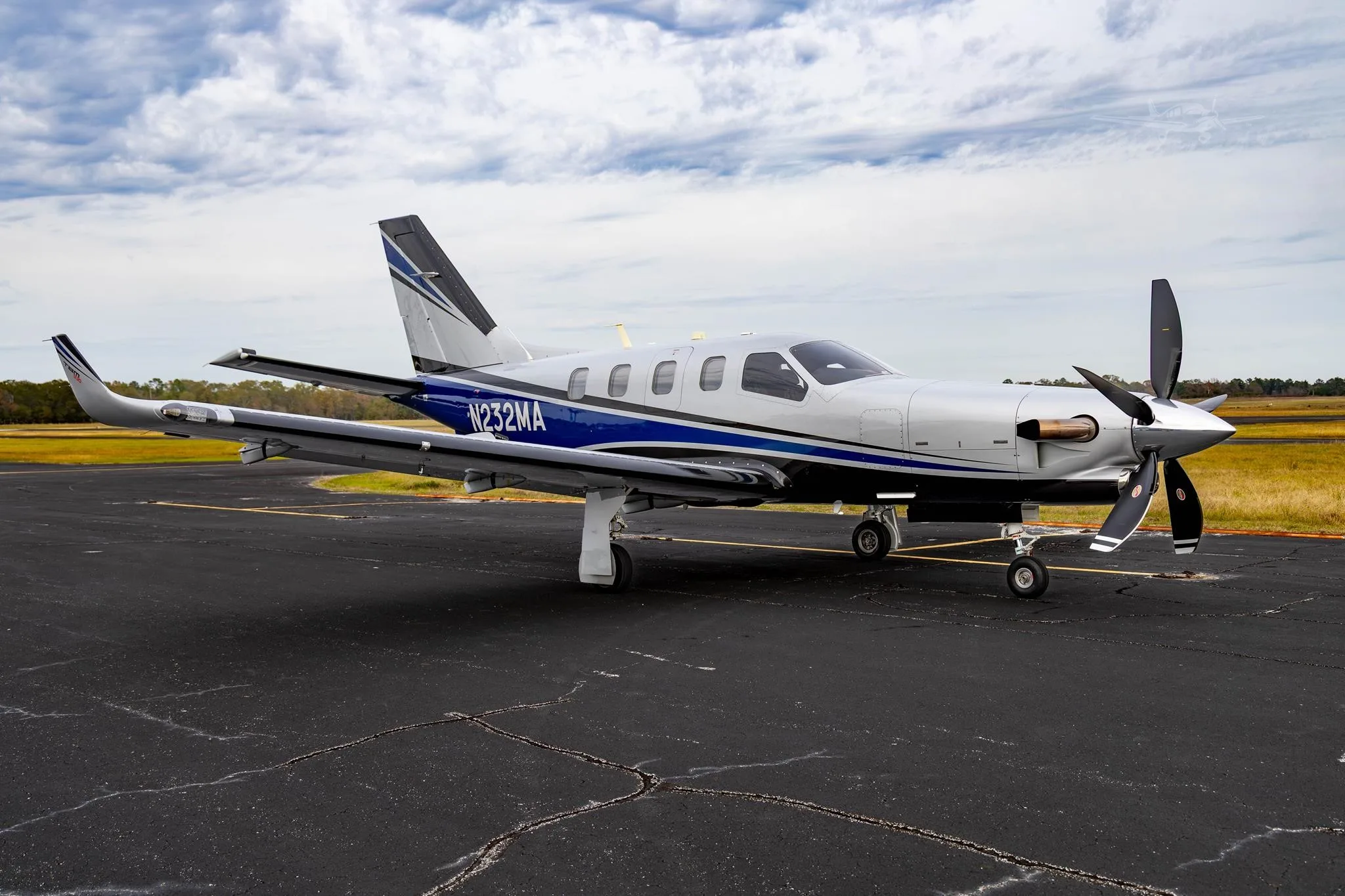 Exterior view of a 2016 DAHER TBM 930, N232MA.