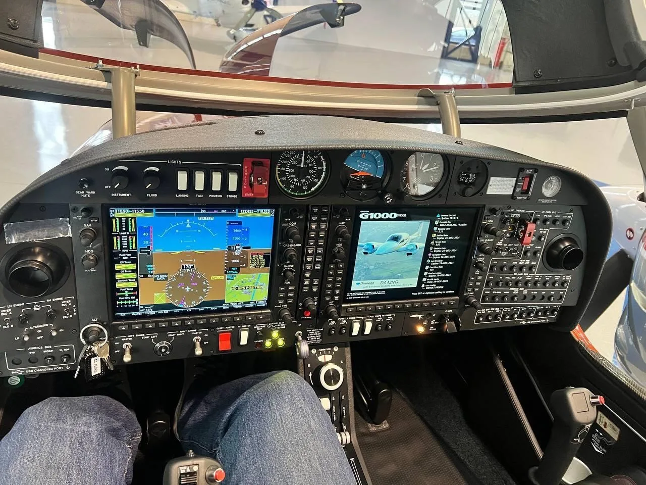 Cockpit and instrument panel of a 2026 DIAMOND DA42 VI.