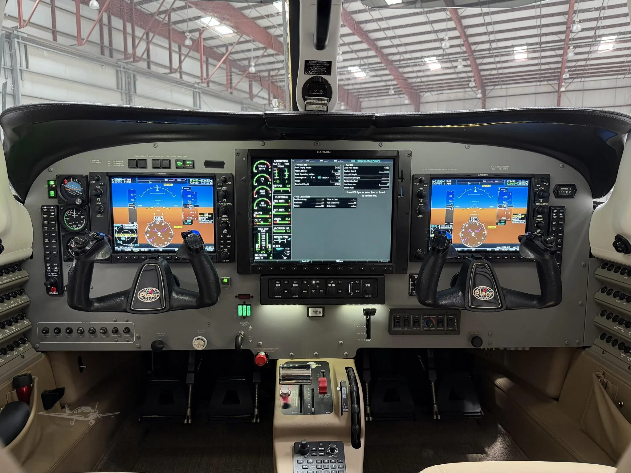 Cockpit and instrument panel of a 2012 PIPER MERIDIAN.