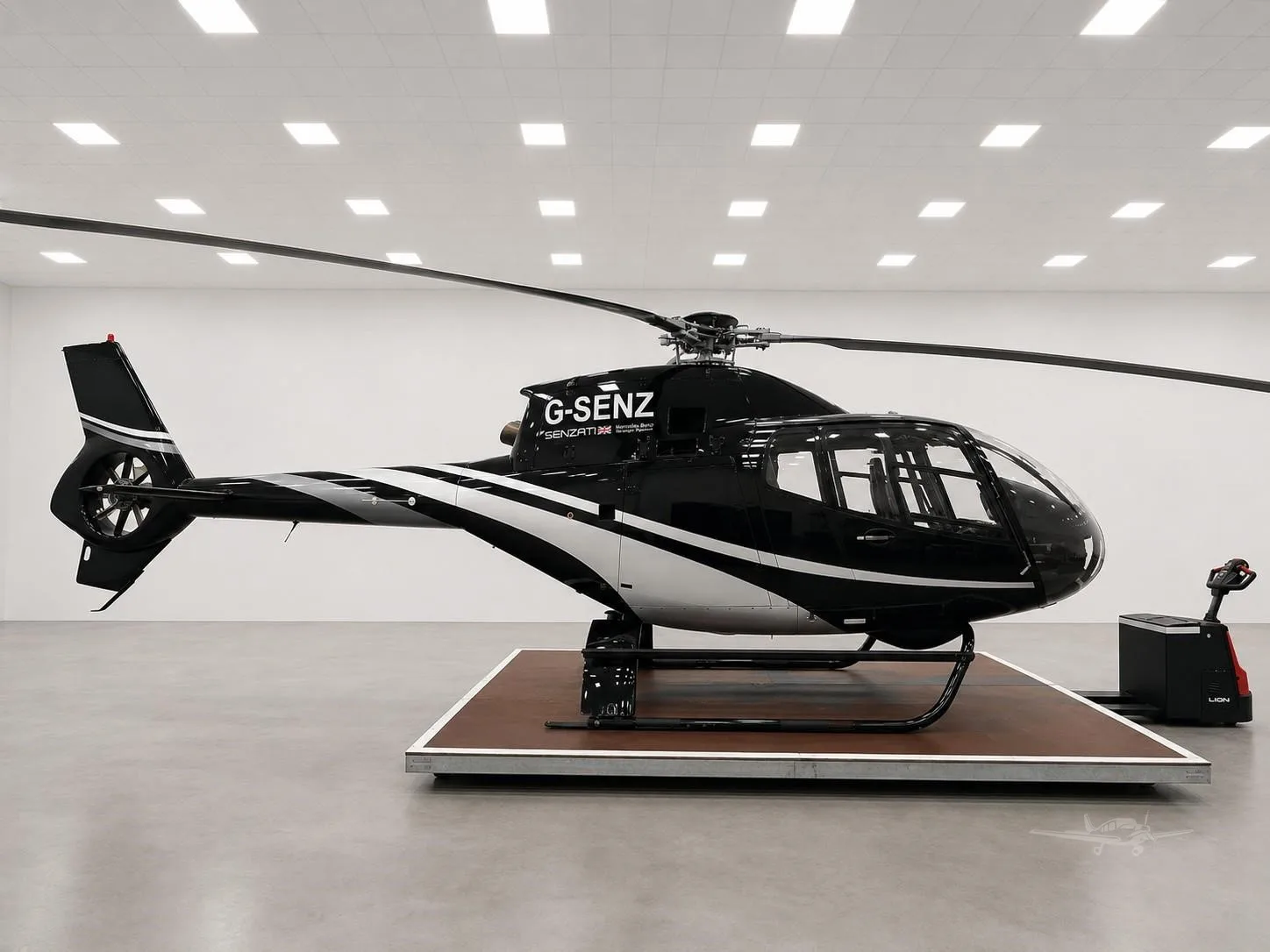 Exterior view of a 1999 EUROCOPTER EC120B, G-SENZ.