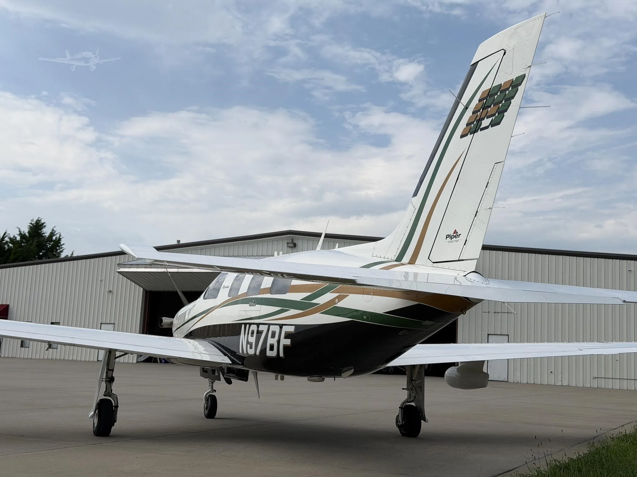 Exterior view of a 2006 PIPER MERIDIAN, N97BF.