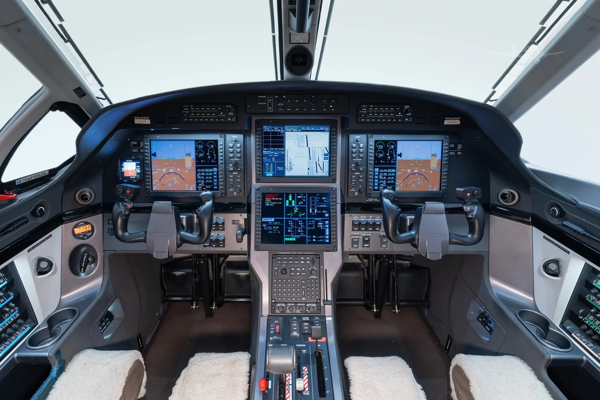 Cockpit and instrument panel of a 2009 PILATUS PC-12 NG.