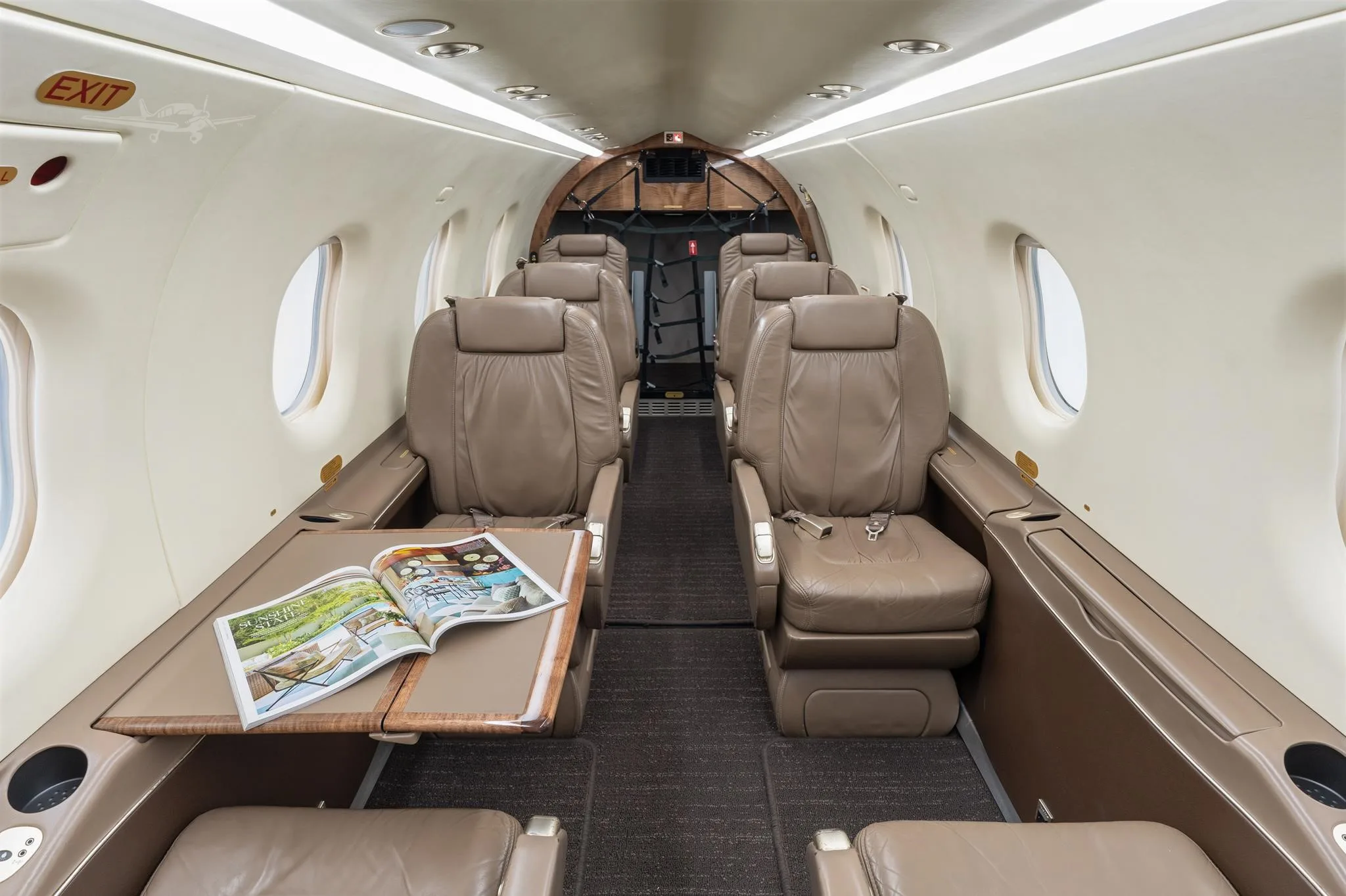 Cabin interior of a 2009 PILATUS PC-12 NG.