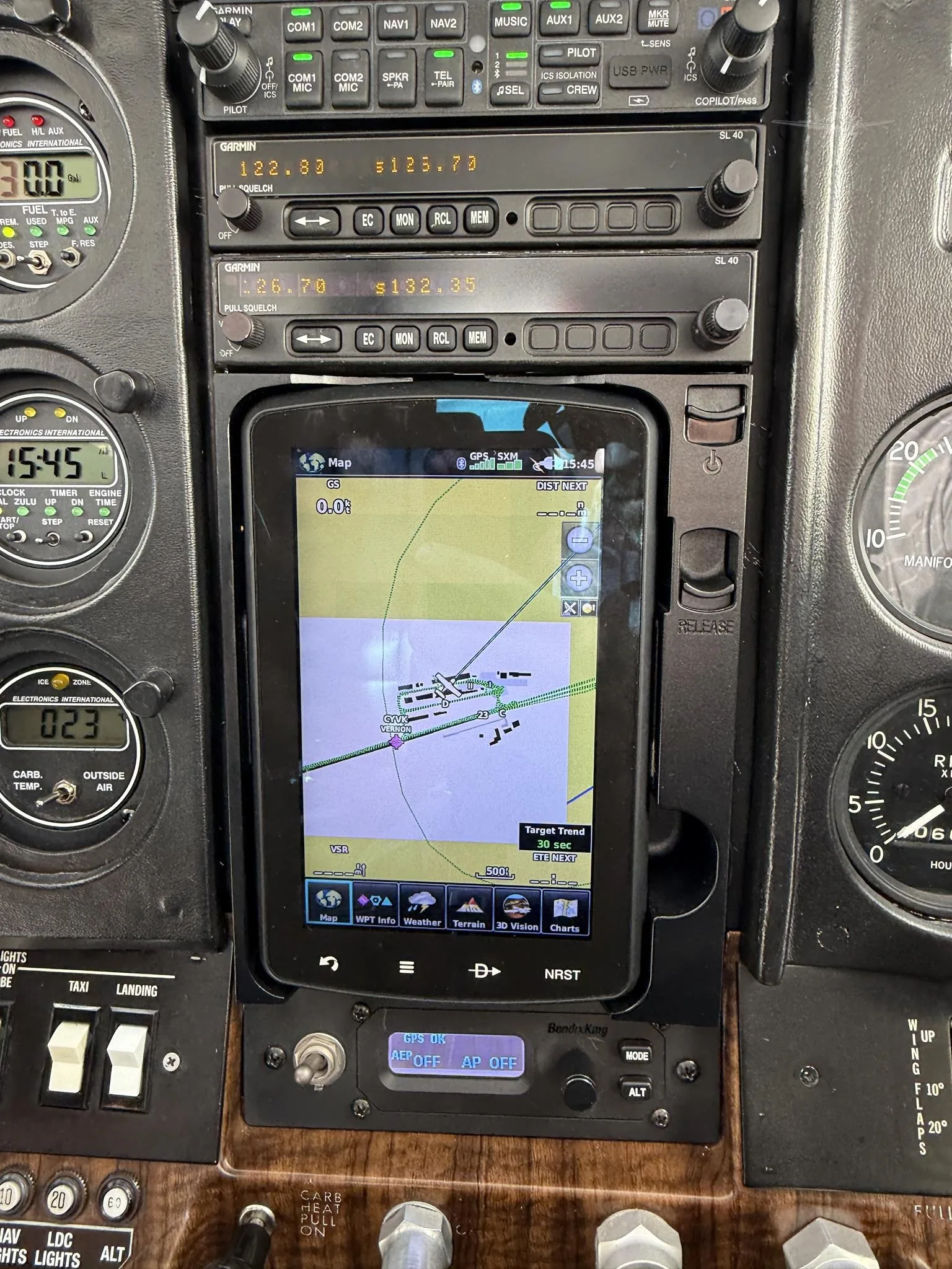 Avionics suite of a 1974 CESSNA 182P SKYLANE.