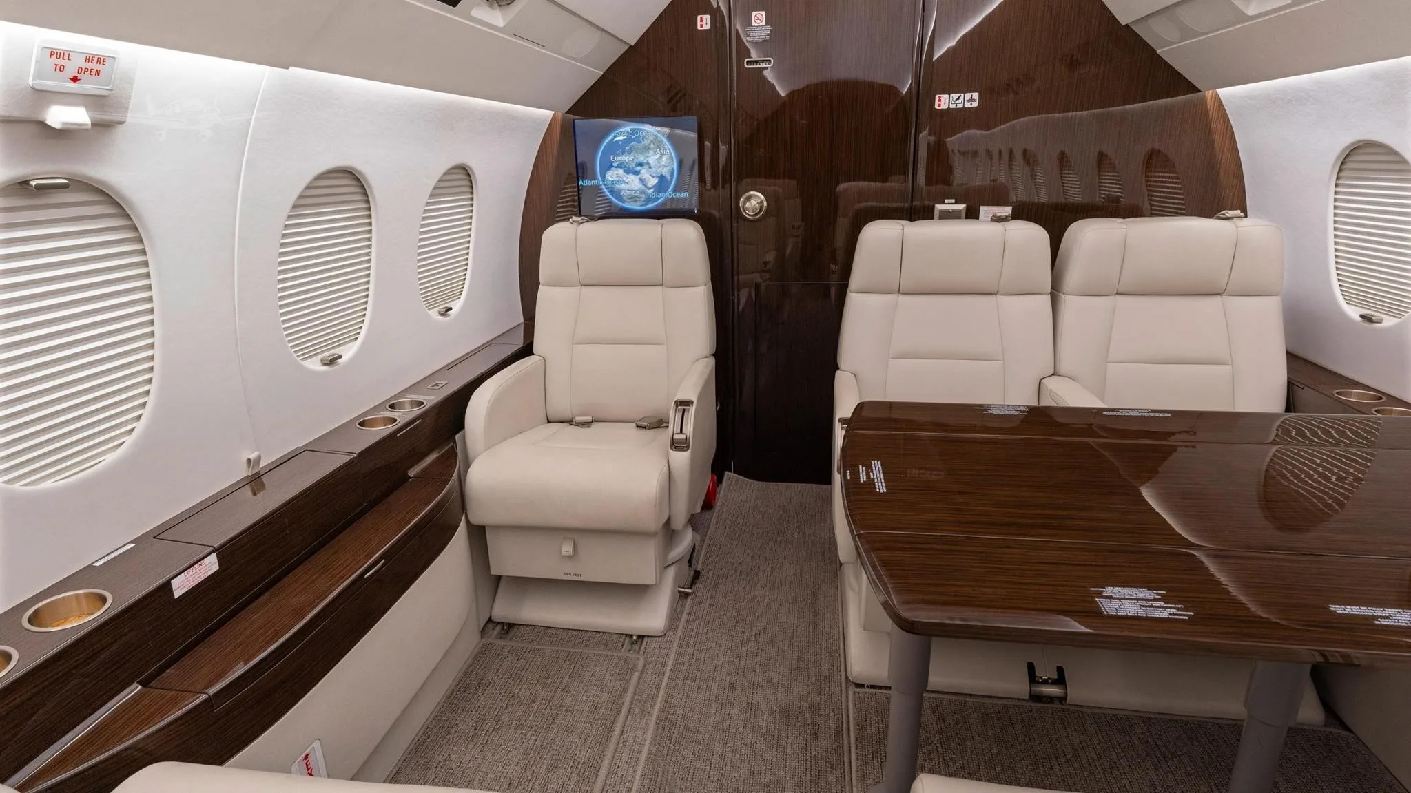 Cabin interior of a 2008 DASSAULT FALCON 2000LX.