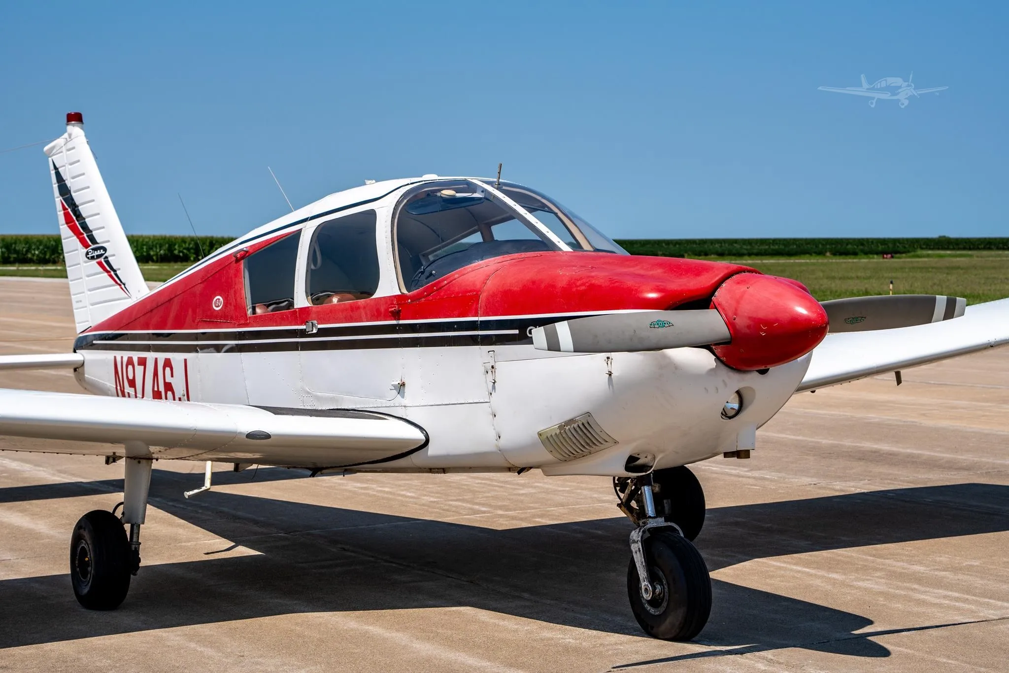Exterior view of a 1967 PIPER CHEROKEE 180, N9746J.