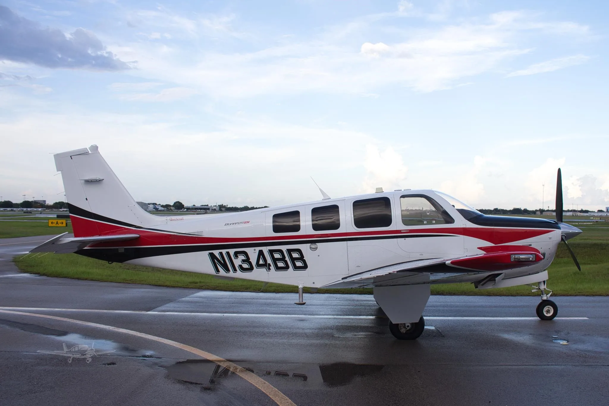 Exterior view of a 2020 BEECHCRAFT G36 BONANZA, N134BB.