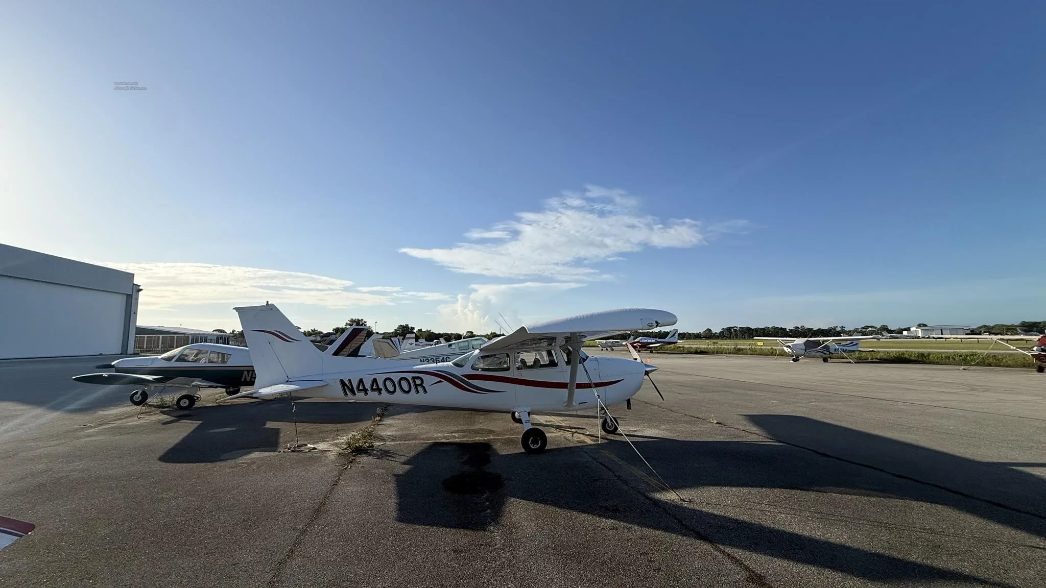 Exterior view of a 1974 CESSNA 172M SKYHAWK, N4400R.