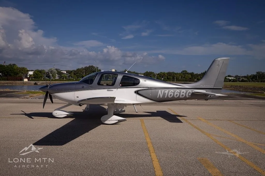 Exterior view of a 2023 CIRRUS SR22-G6 TURBO, N166BG.