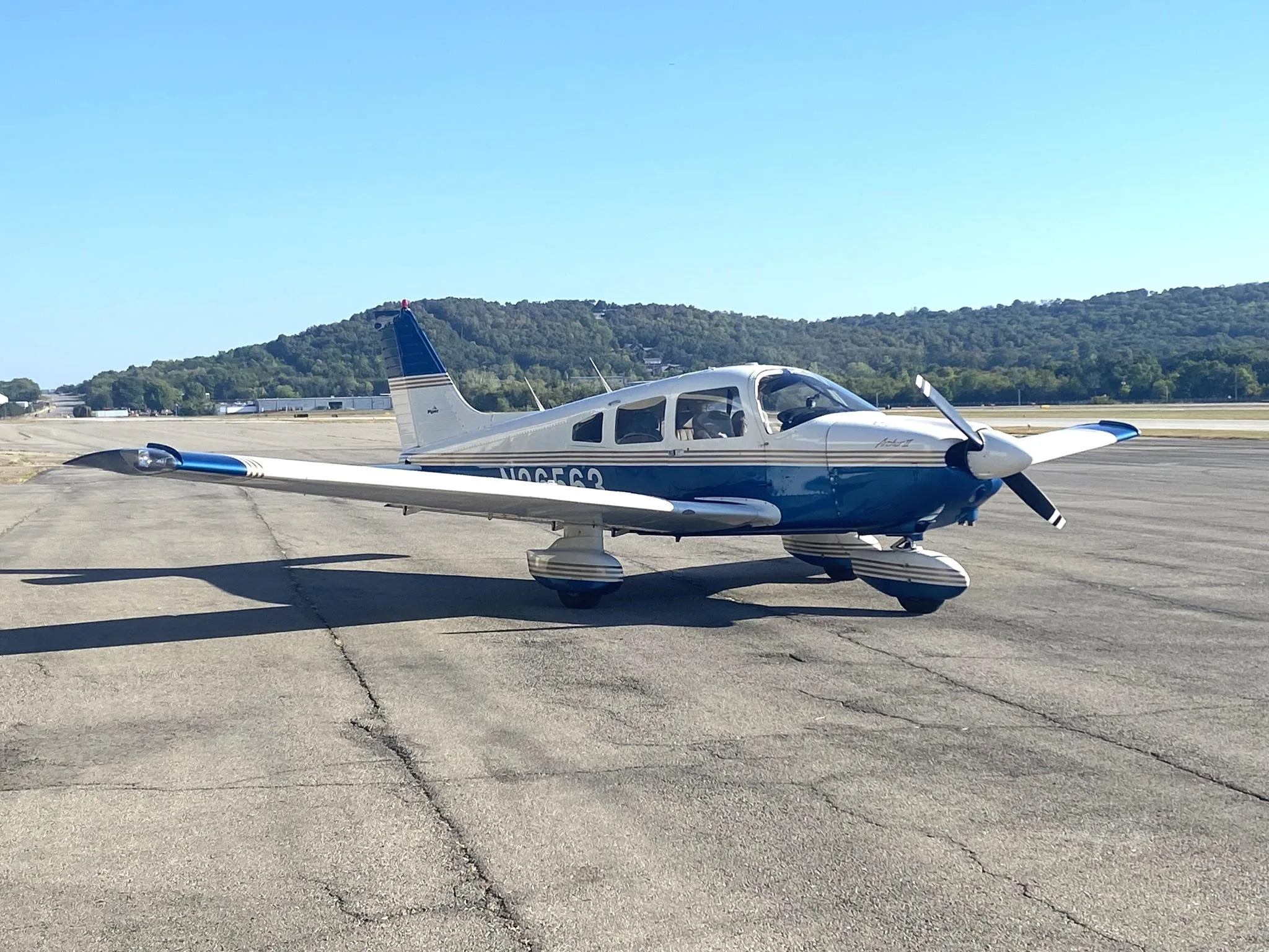 Exterior view of a 1978 PIPER ARCHER II, N36563.