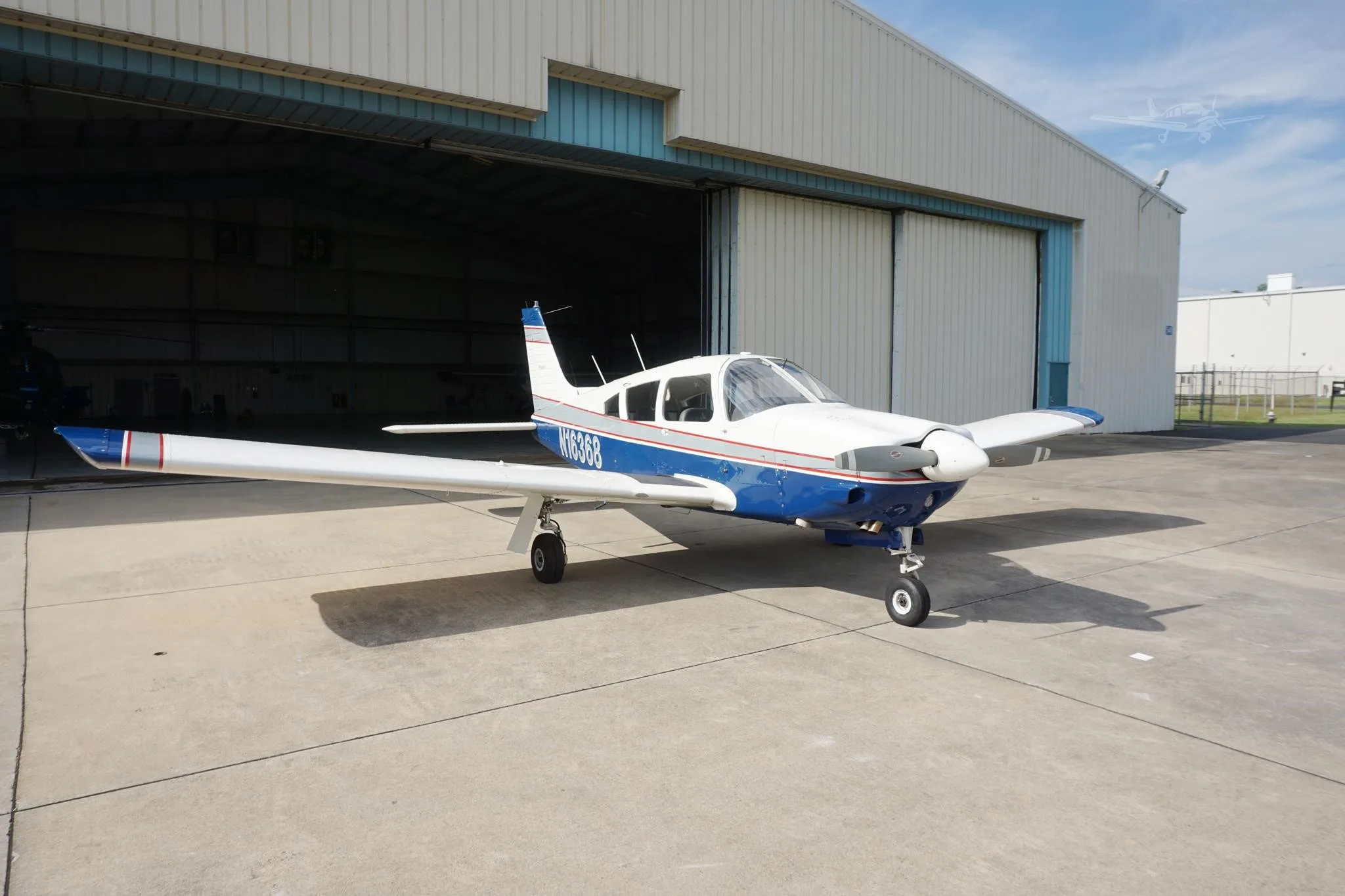 Exterior view of a 1973 PIPER ARROW II, N16368.