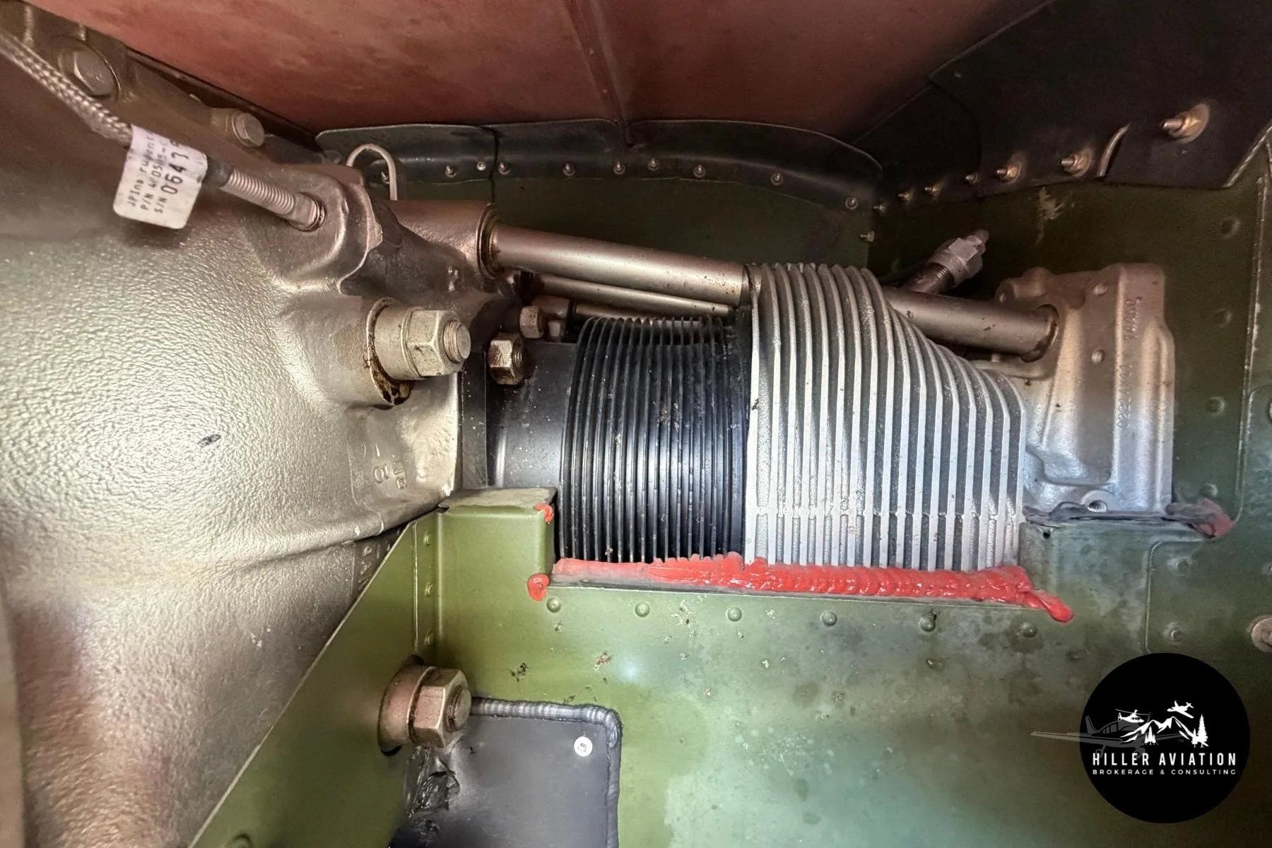 Engine detail of a 1976 CESSNA 172M SKYHAWK.