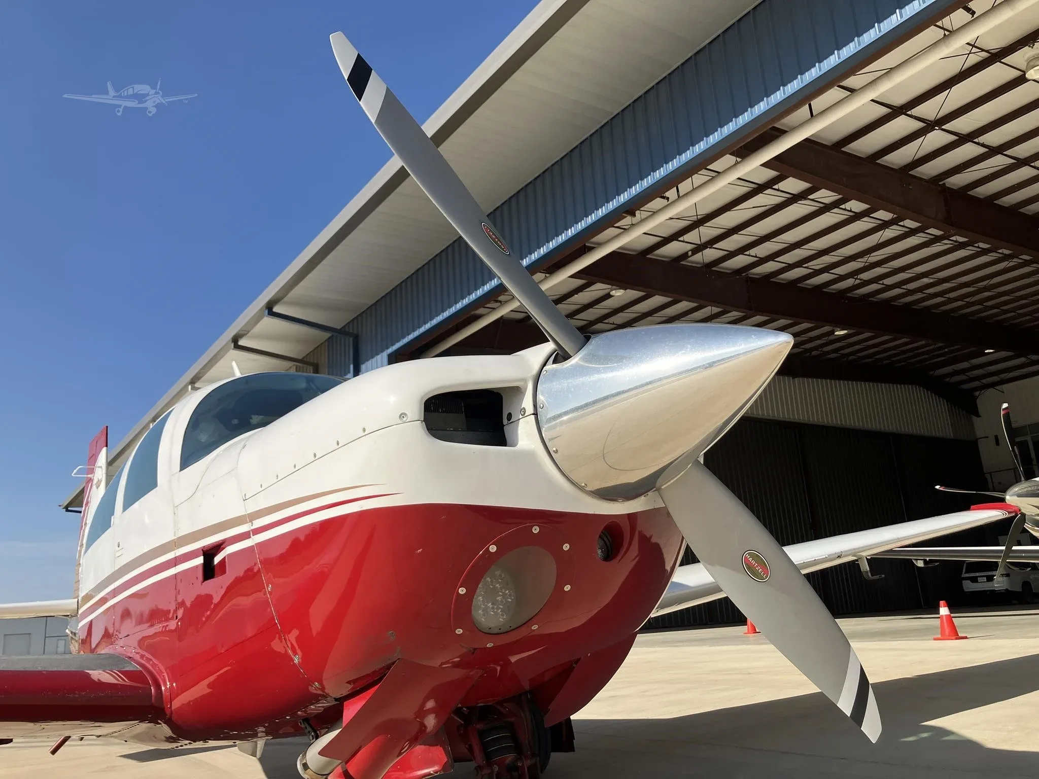 Engine detail of a 1979 MOONEY M20J 201.