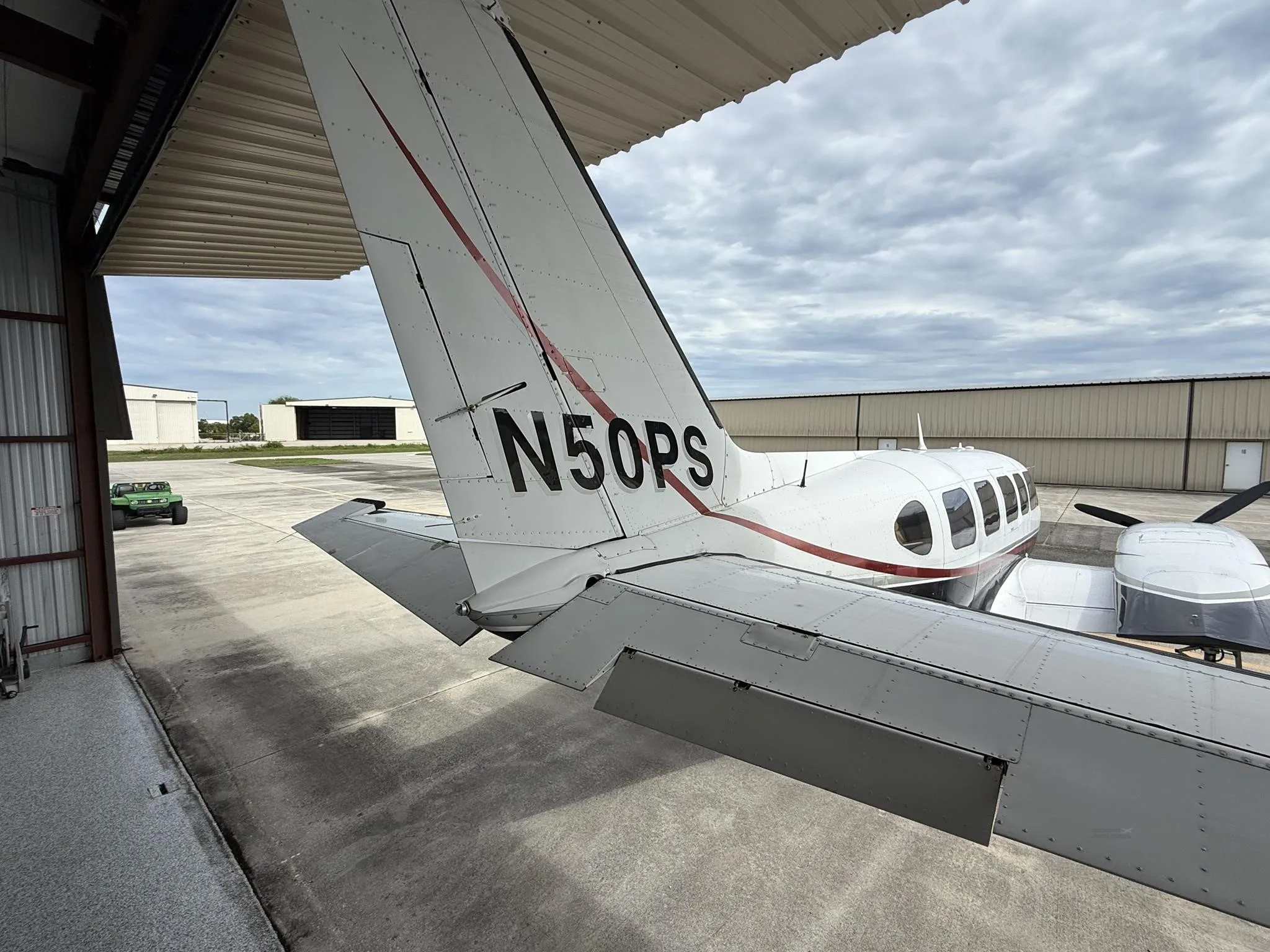 Exterior view of a 1974 PIPER NAVAJO CHIEFTAIN, N50PS.