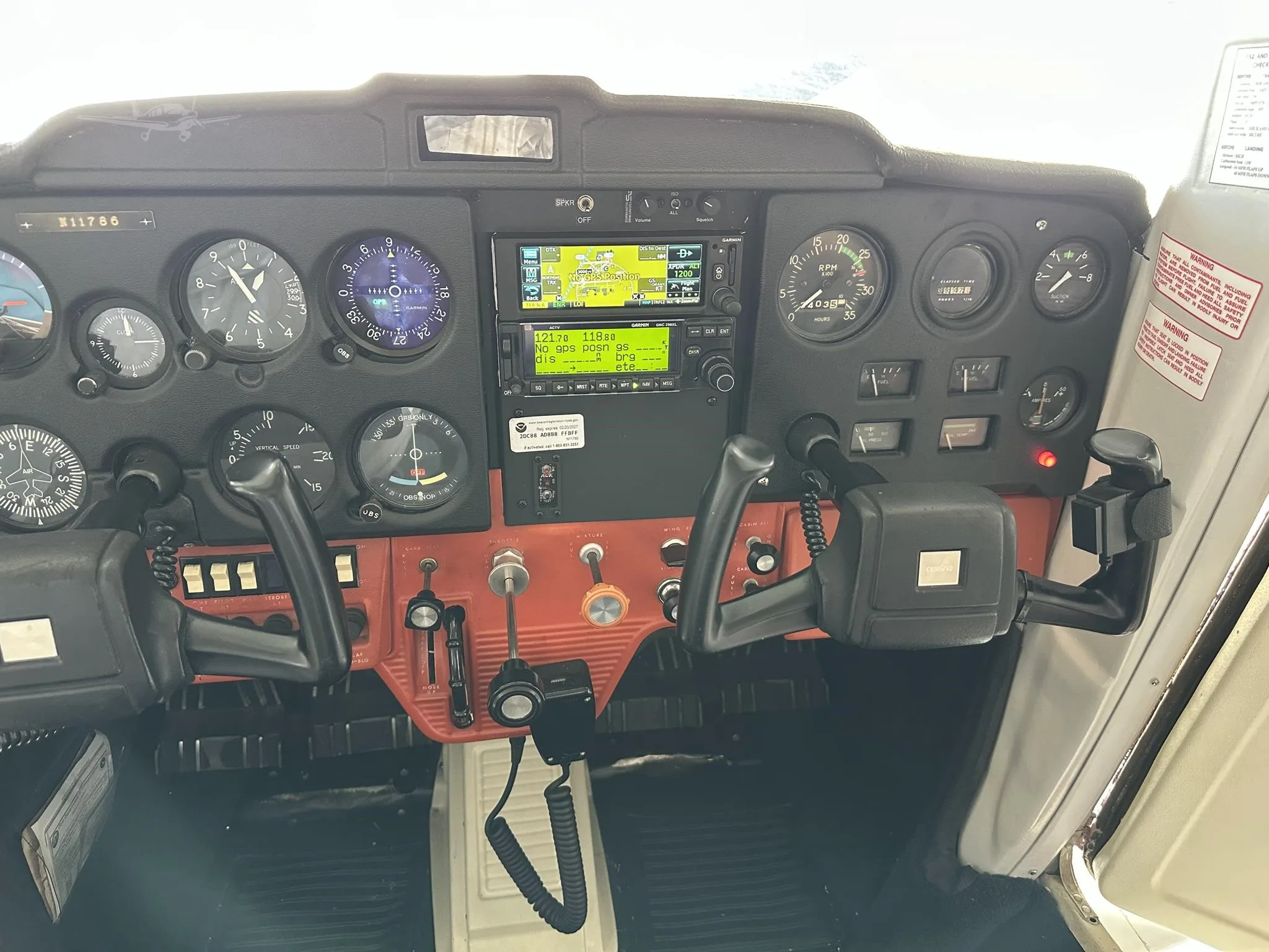 Cockpit and instrument panel of a 1974 CESSNA 150.