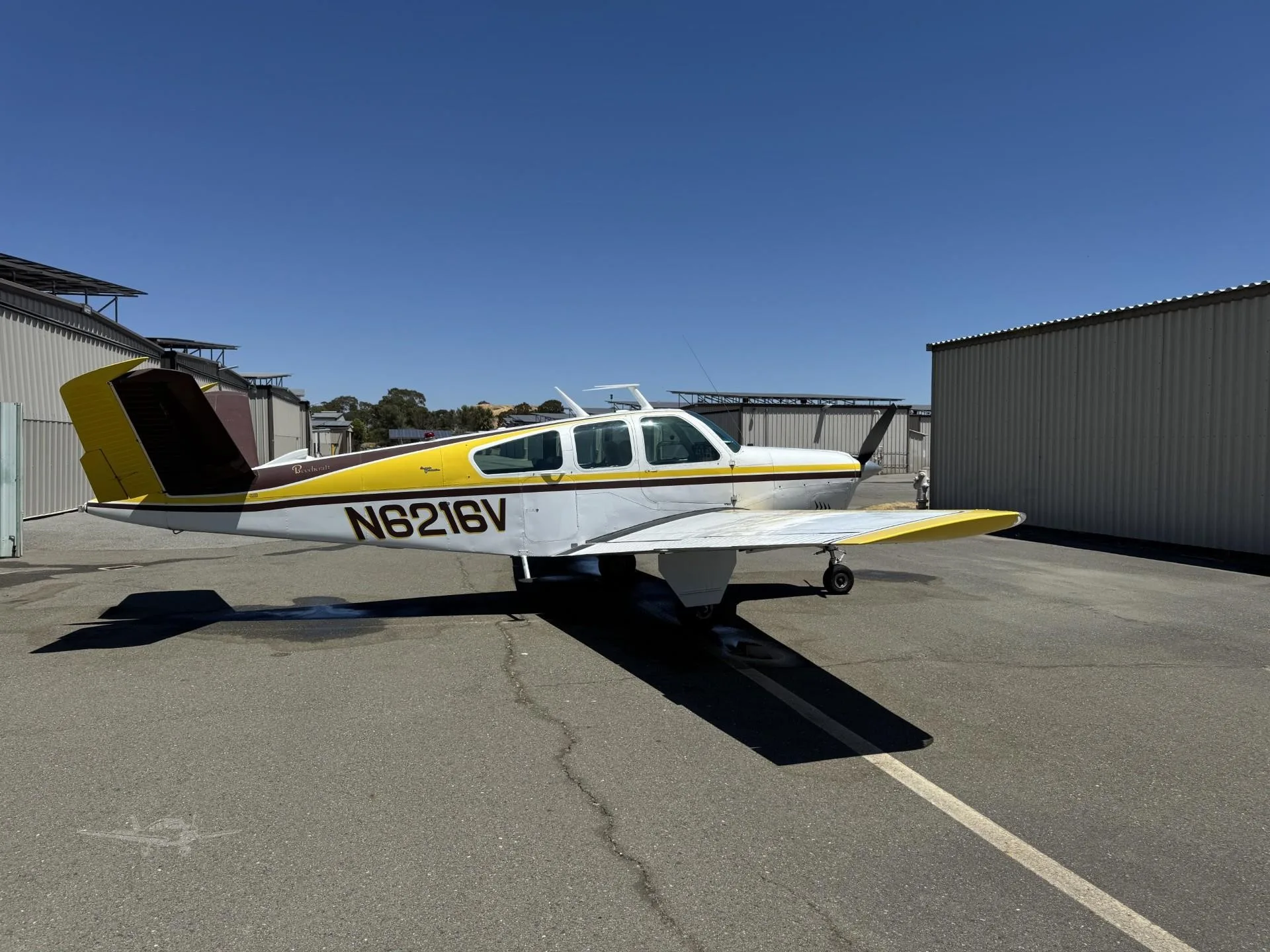 Exterior view of a 1967 BEECHCRAFT V35 BONANZA.