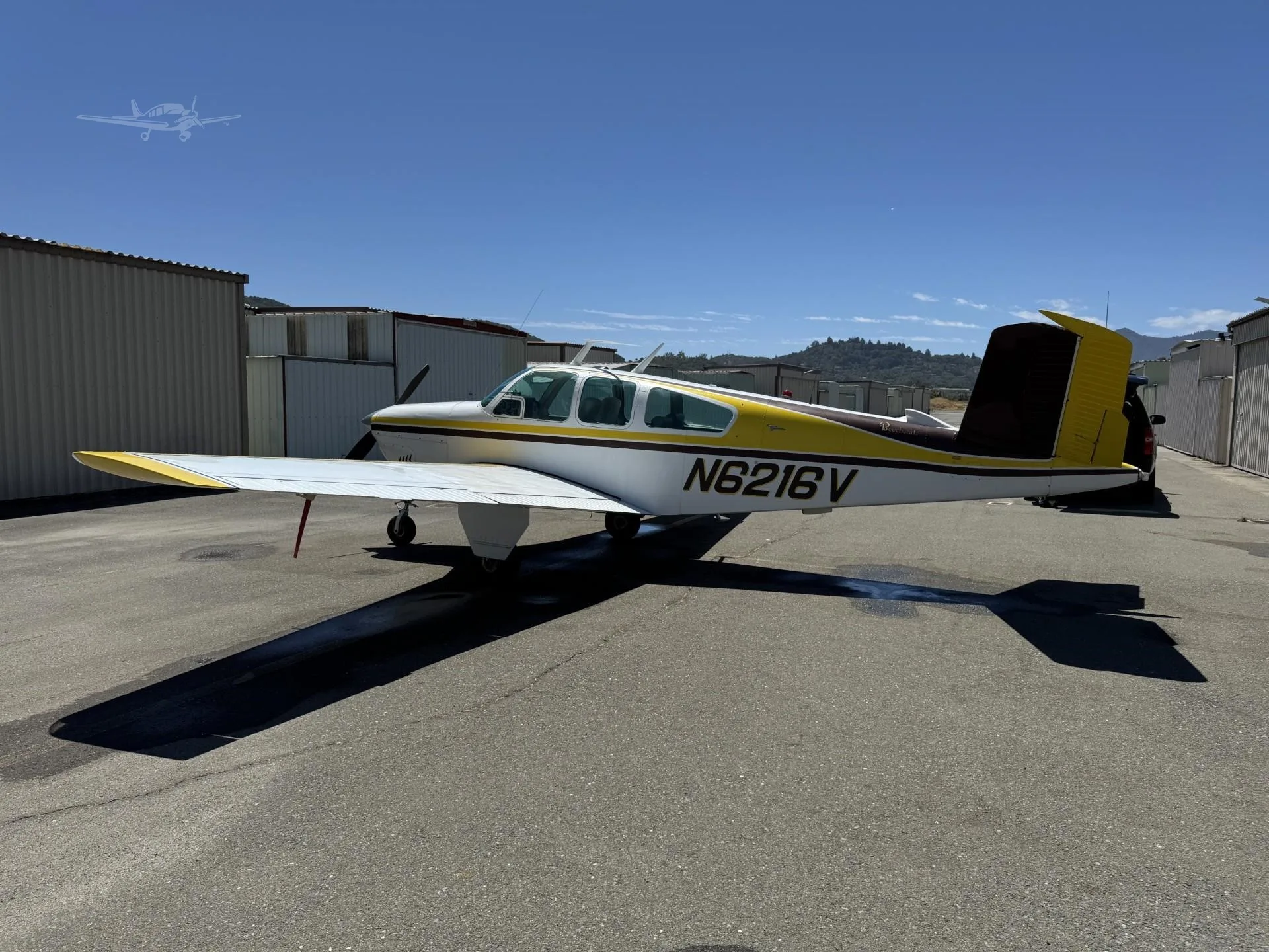 Exterior view of a 1967 BEECHCRAFT V35 BONANZA.