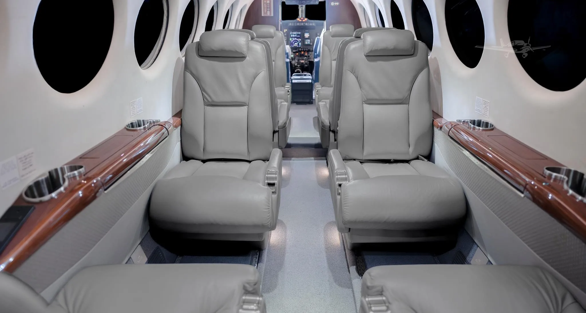 Cabin interior of a 2014 BEECHCRAFT KING AIR 350IER.