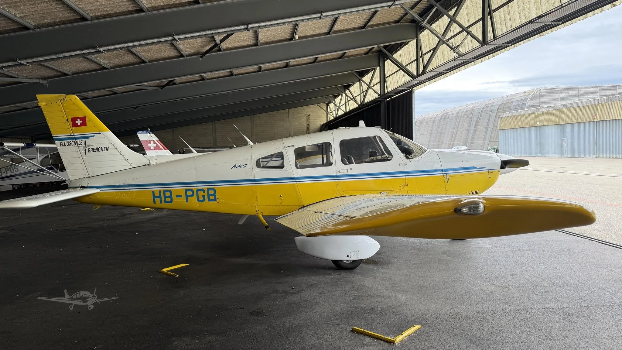 Exterior view of a 1981 PIPER ARCHER II, HB-PGB.