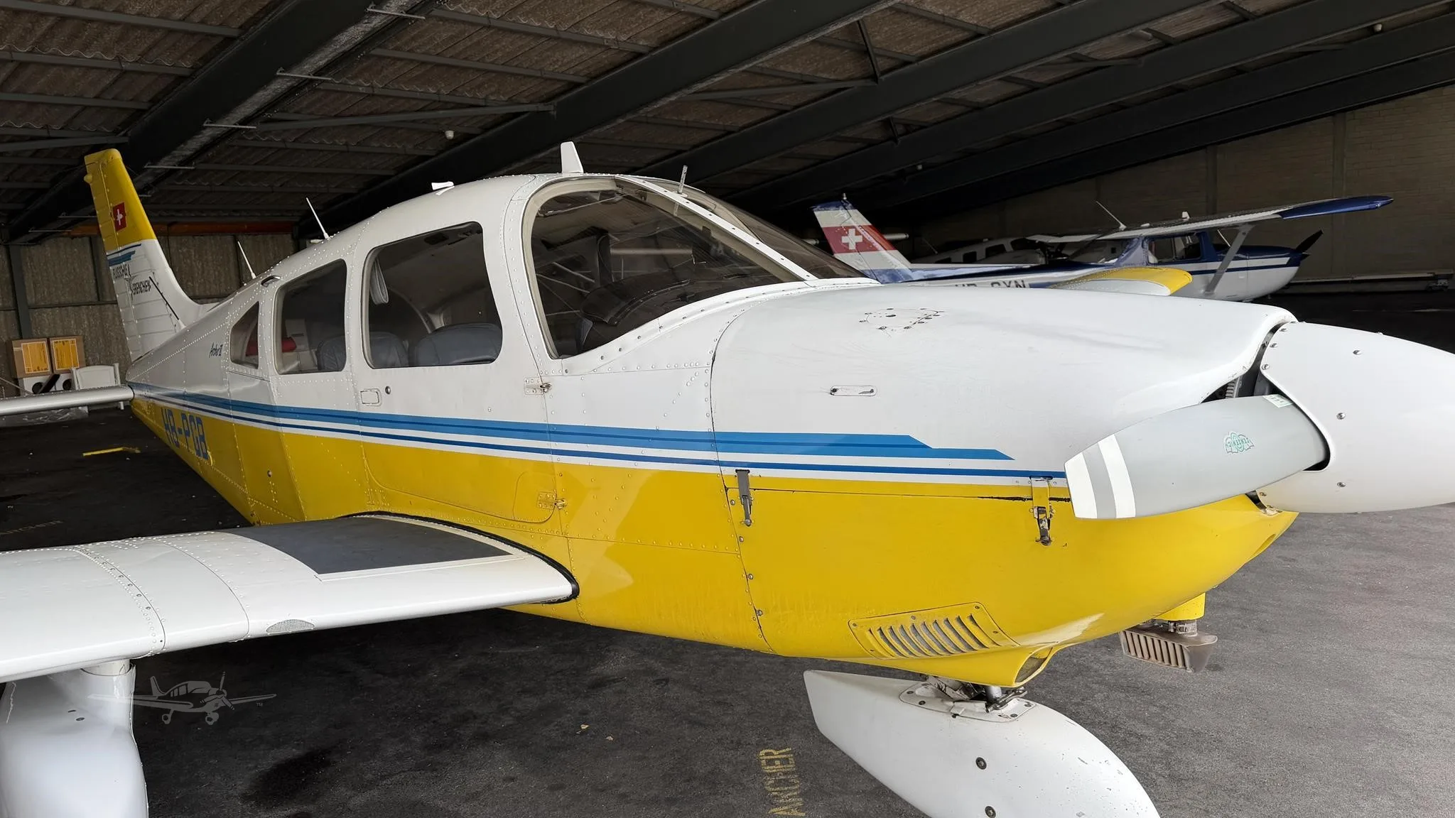 Exterior view of a 1981 PIPER ARCHER II, HB-PGB.