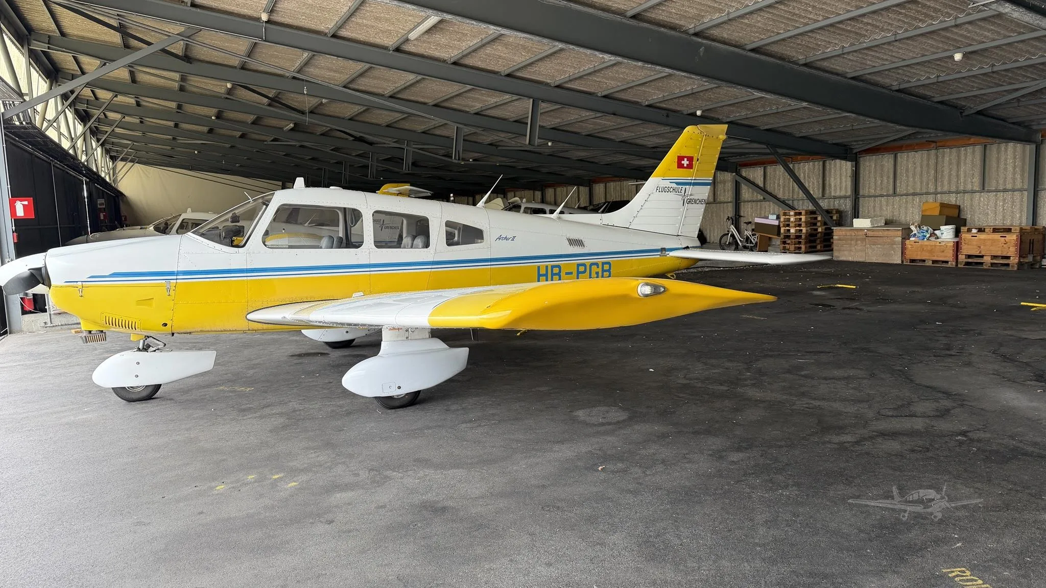 Exterior view of a 1981 PIPER ARCHER II, HB-PGB.