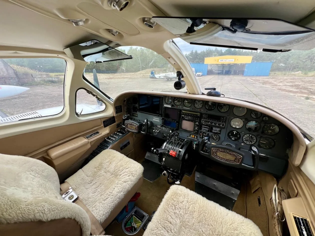 Cockpit and instrument panel of a 1976 CESSNA 414.