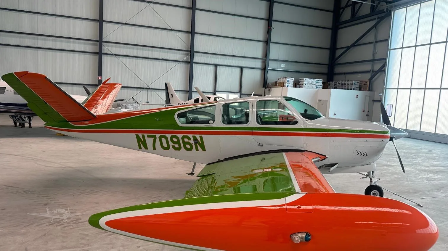 Exterior view of a 1967 BEECHCRAFT V35A BONANZA, N7096N.