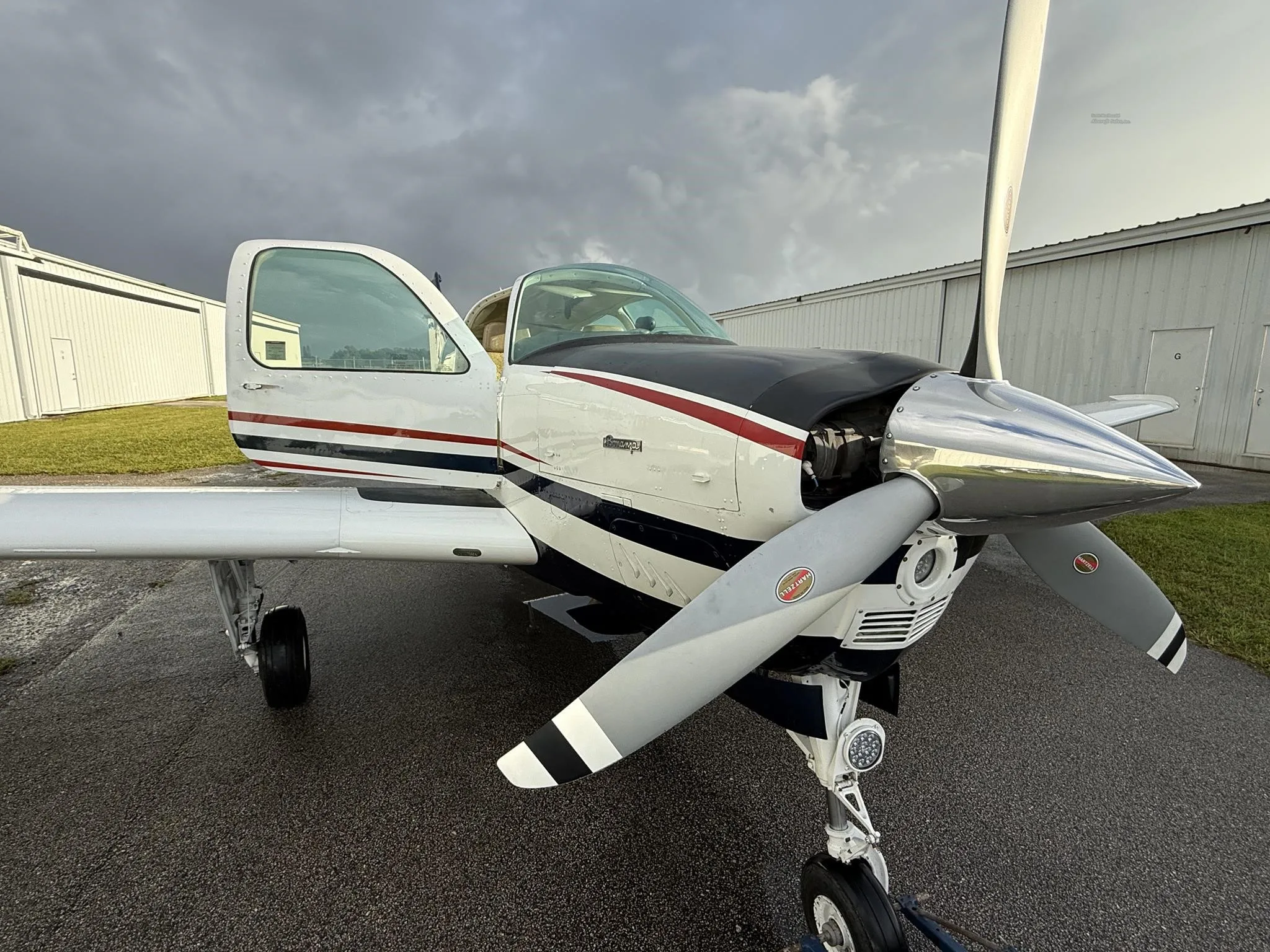 Exterior view of a 1980 BEECHCRAFT F33A BONANZA, N772R.