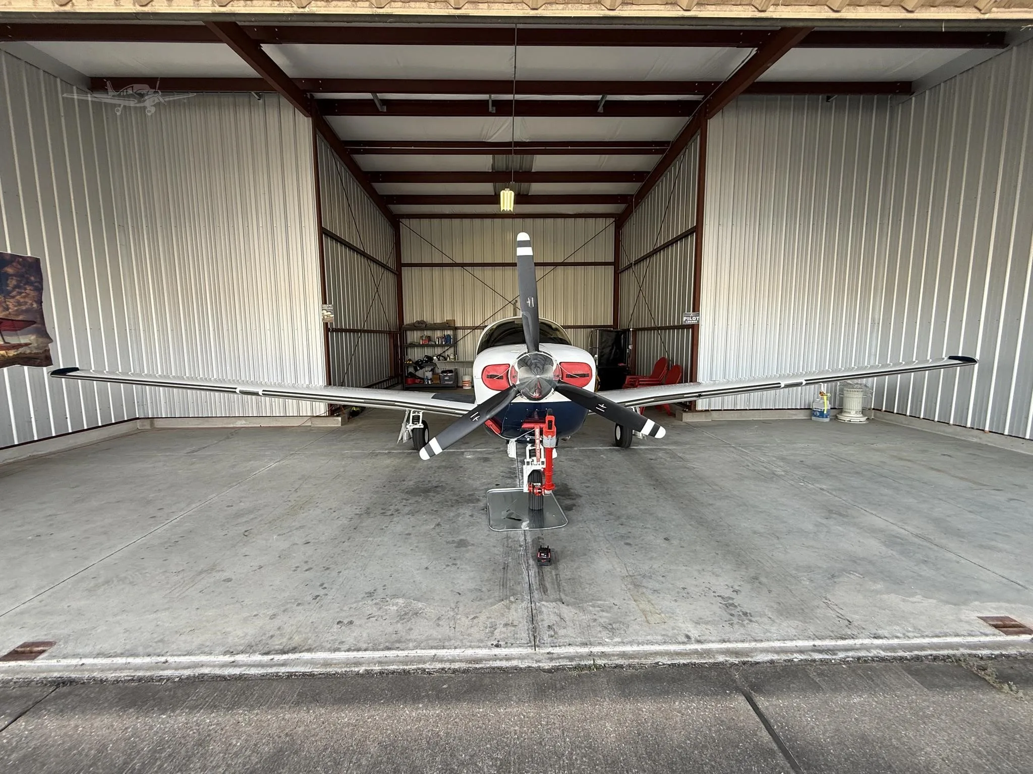 Engine detail of a 1995 MOONEY M20M BRAVO.