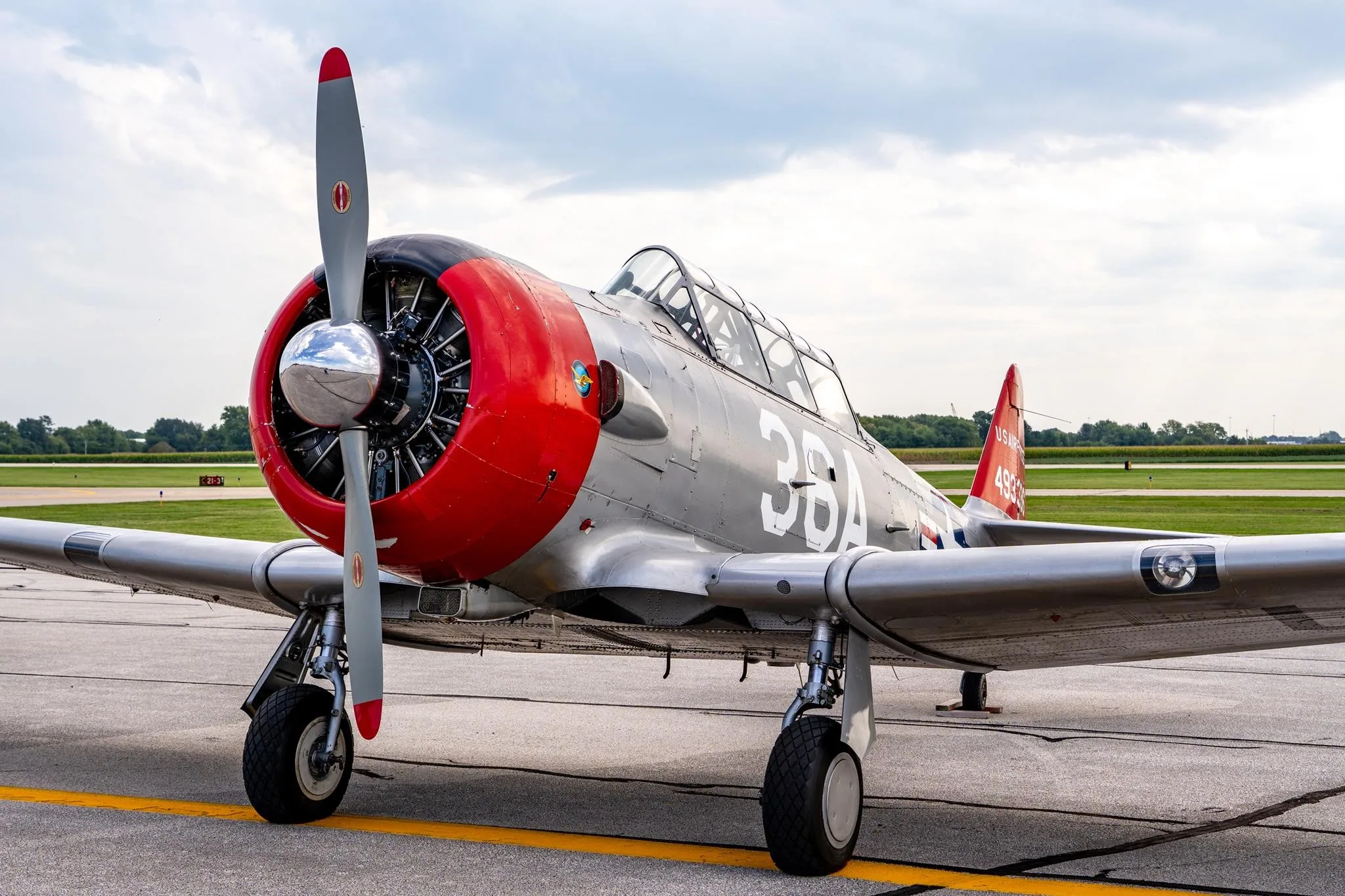 Exterior view of a 1951 NORTH AMERICAN AT-6G, N25KP.