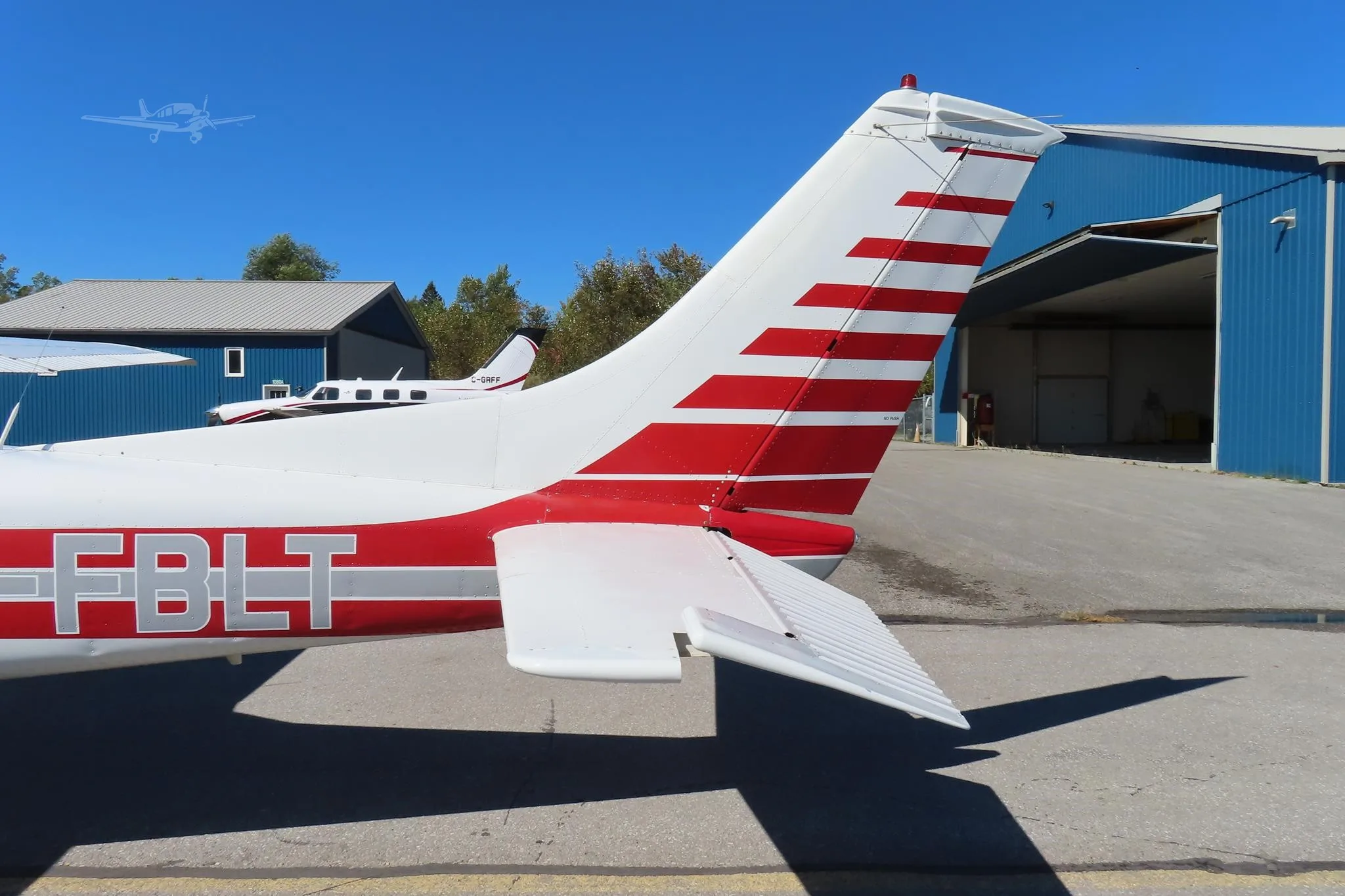 Exterior view of a 1973 CESSNA 182P SKYLANE, C-FBLT.