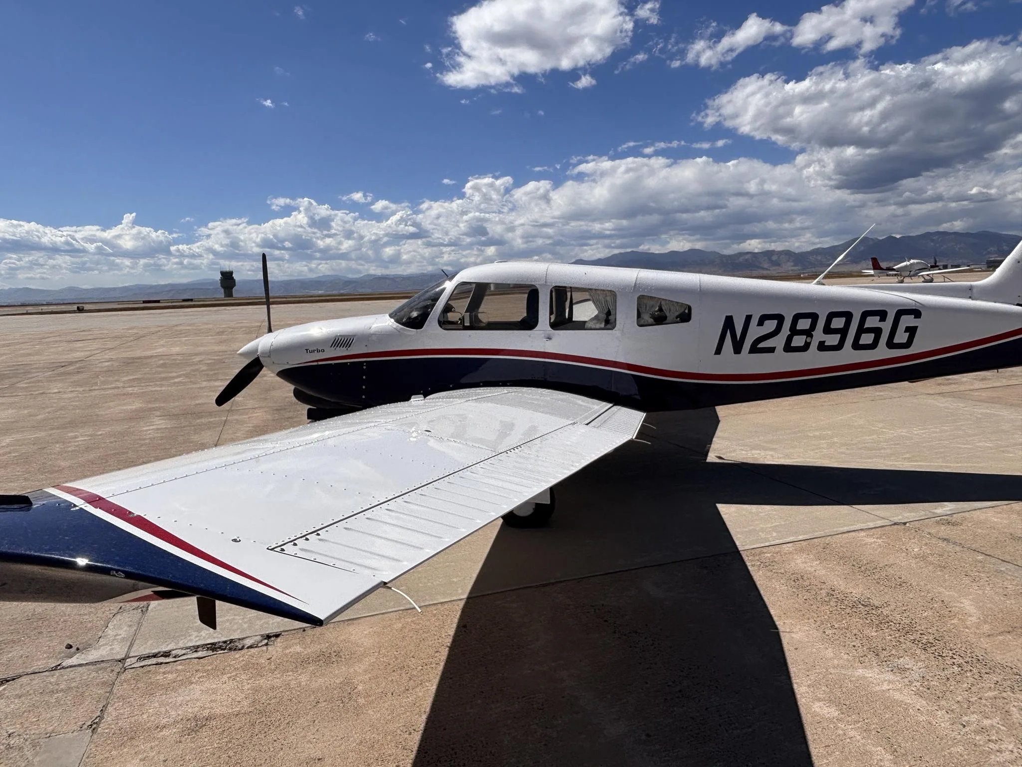 Exterior view of a 1979 PIPER TURBO ARROW IV, N2896G.