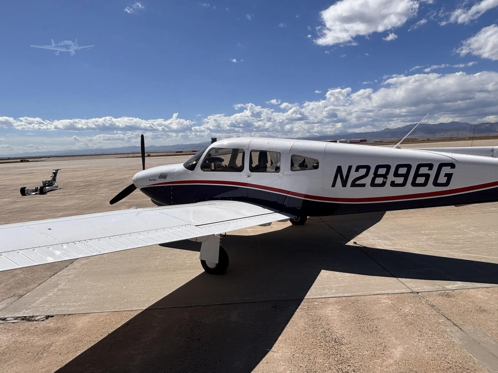 Exterior view of a 1979 PIPER TURBO ARROW IV, N2896G.