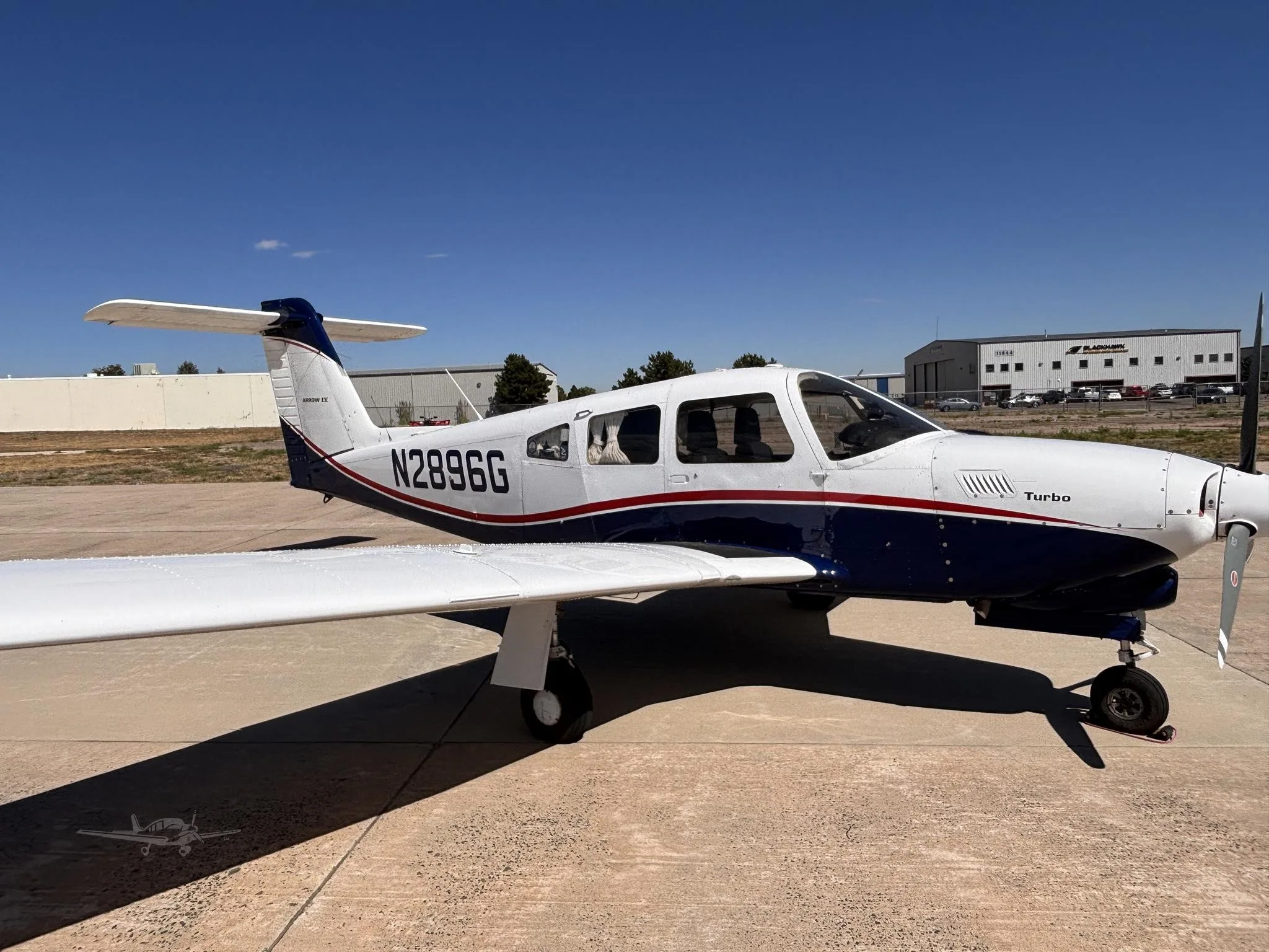 Exterior view of a 1979 PIPER TURBO ARROW IV, N2896G.
