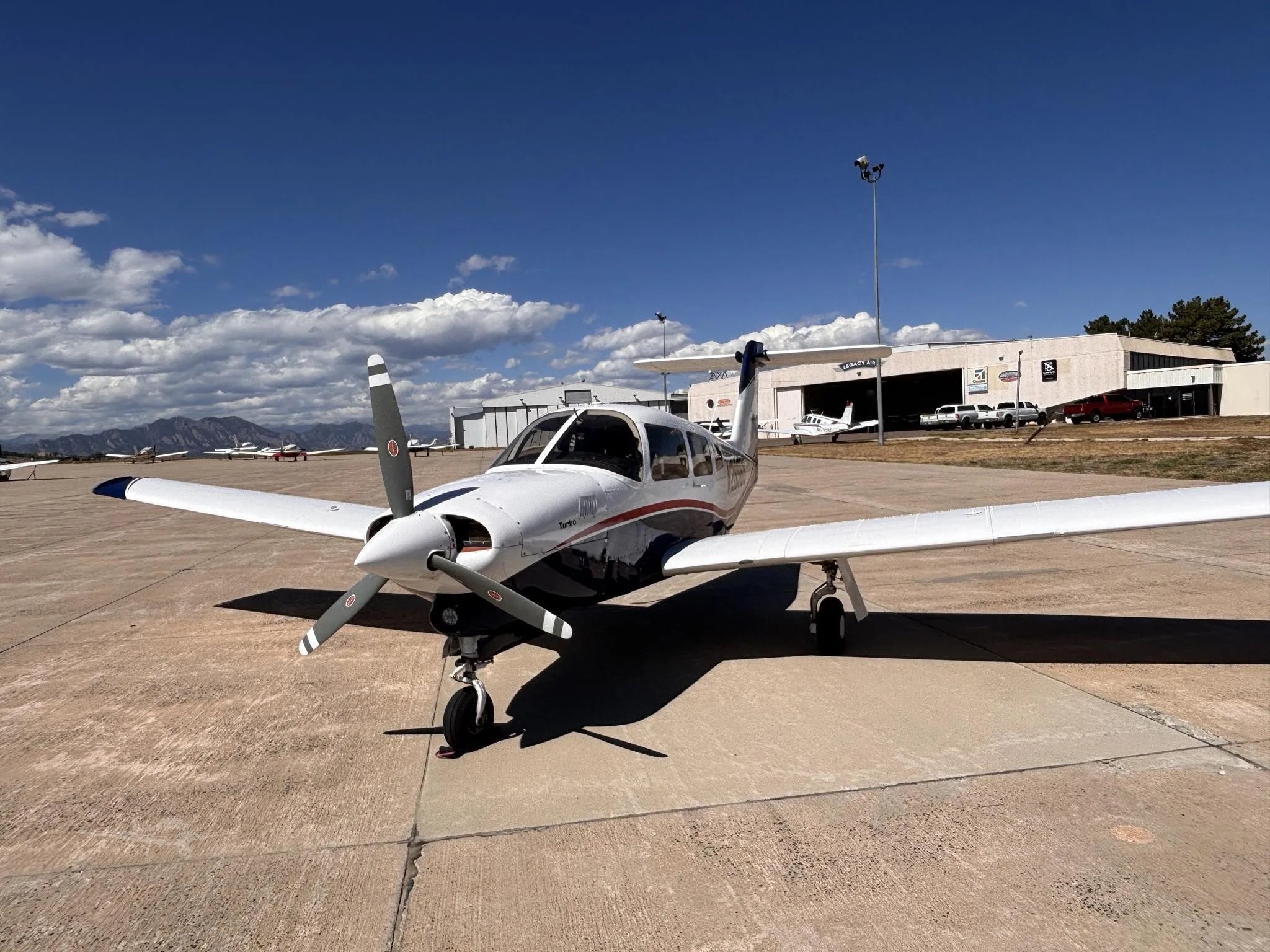 Exterior view of a 1979 PIPER TURBO ARROW IV, N2896G.