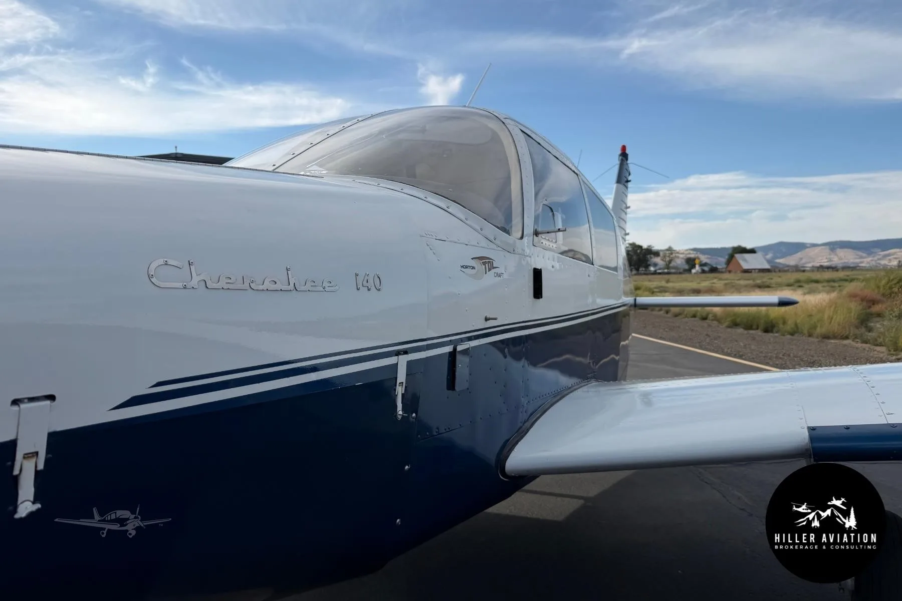 Exterior view of a 1967 PIPER CHEROKEE 140, N4258J.