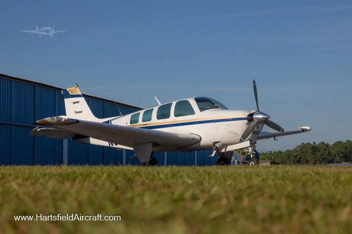 Exterior view of a 1981 BEECHCRAFT A36 BONANZA, N3851L.