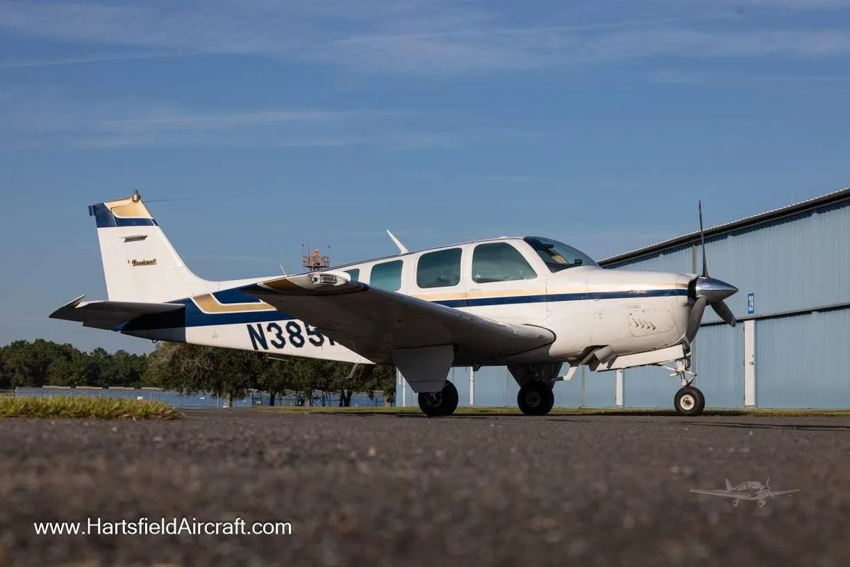 Exterior view of a 1981 BEECHCRAFT A36 BONANZA, N3851L.