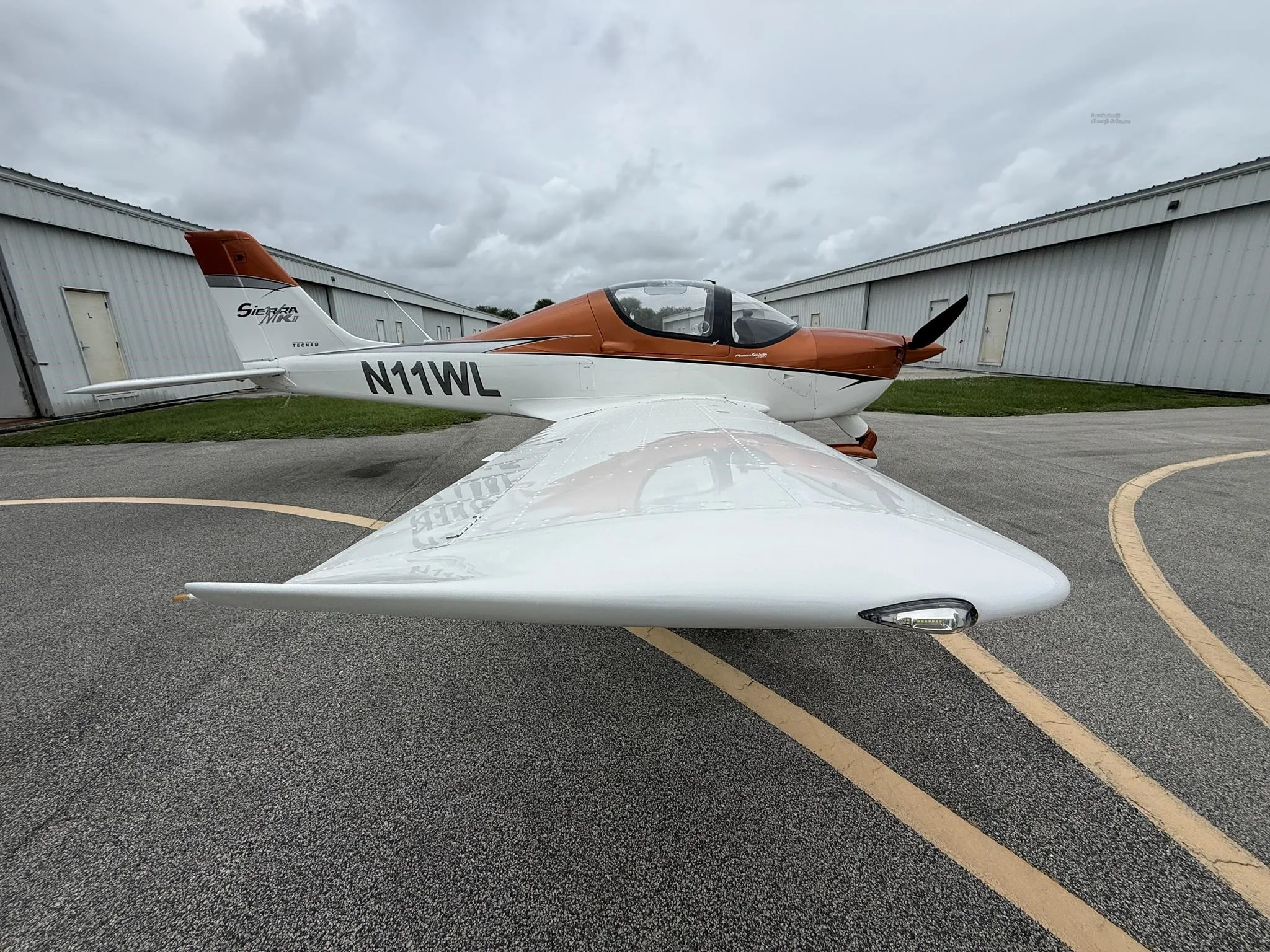 Exterior view of a 2016 TECNAM P2002 SIERRA, N11WL.
