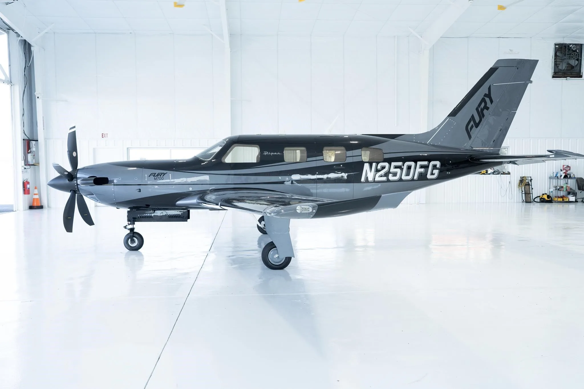 Exterior view of a 2026 PIPER M700, N250FG.