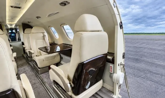 Cabin interior of a 2016 EMBRAER PHENOM 300.